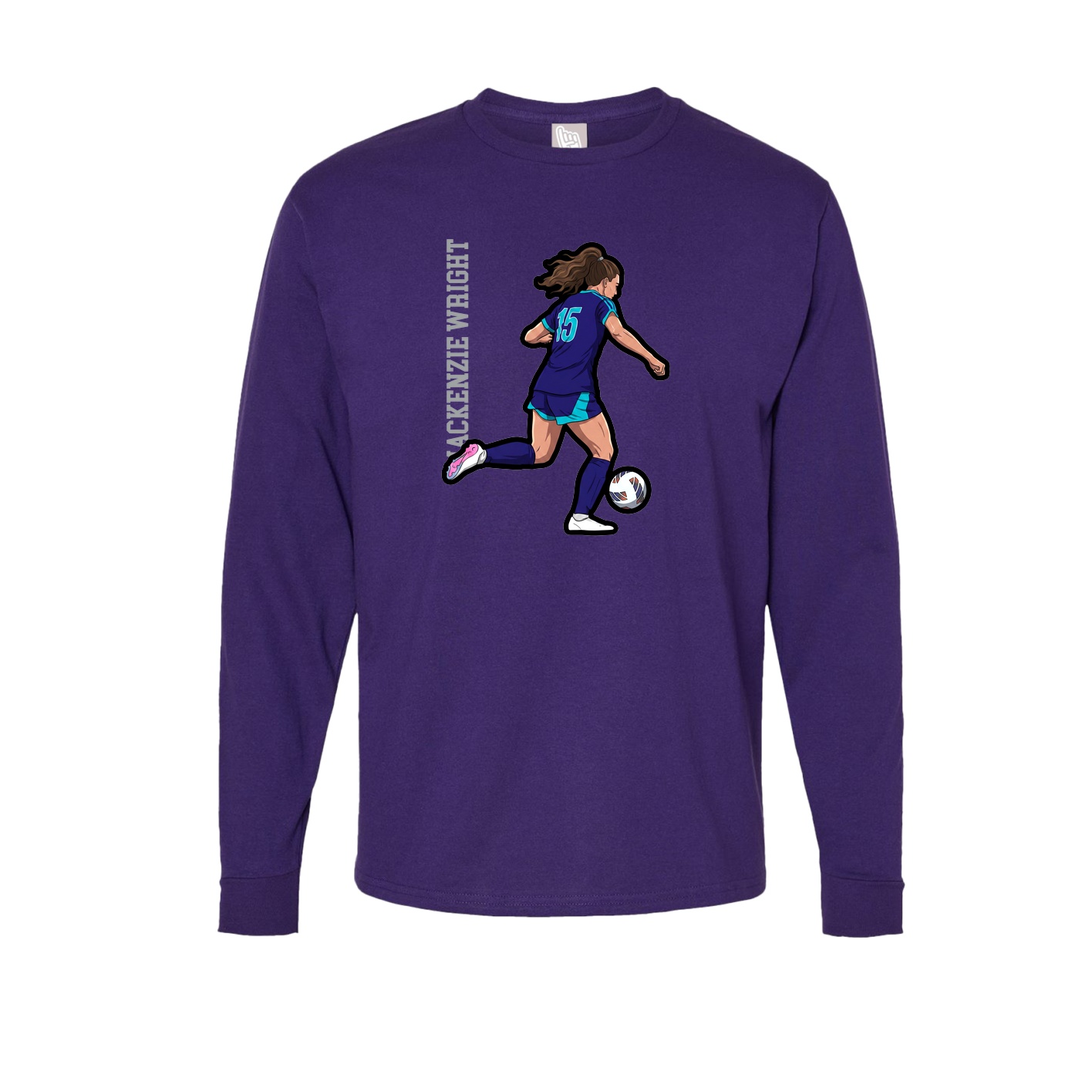 Long Sleeve Tee — Name Vertical in Purple