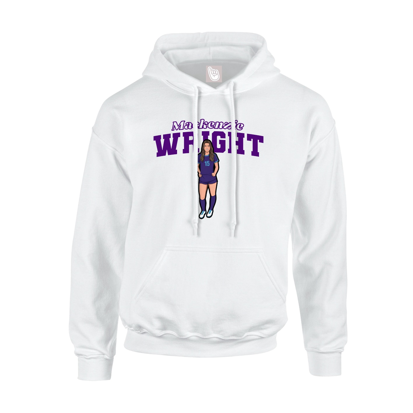 Youth Hoodie — Name Arch in White