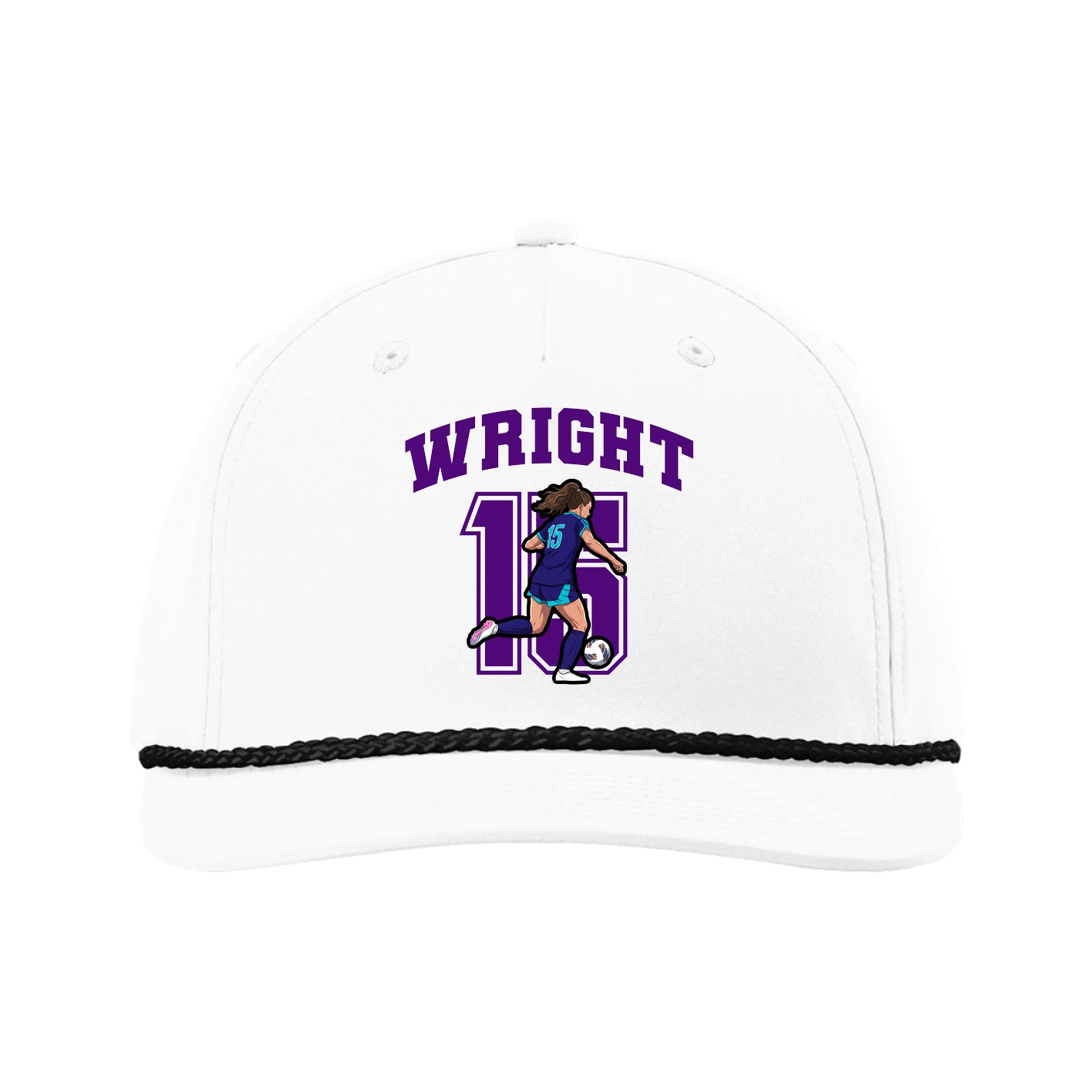 Five-Panel Classic Rope Cap — Number in White