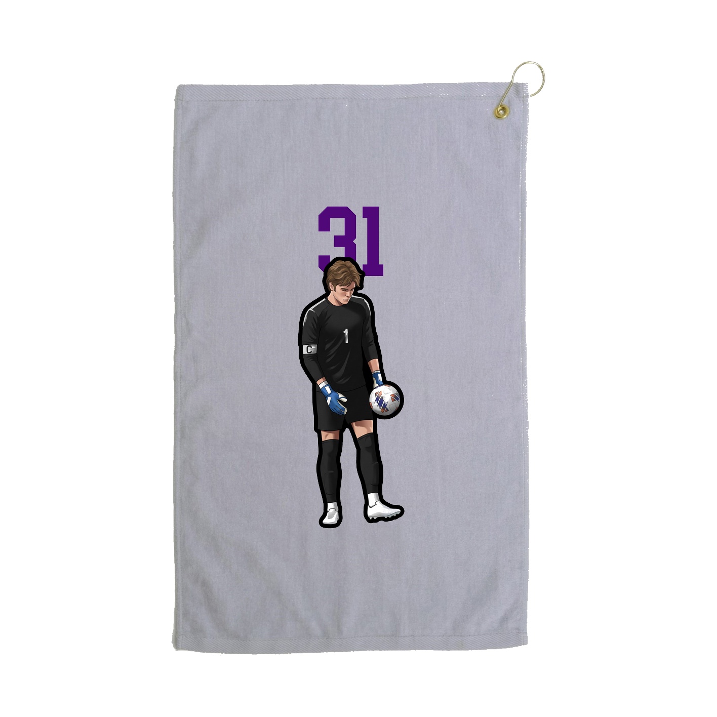 Golf Towel — Number Top in Grey