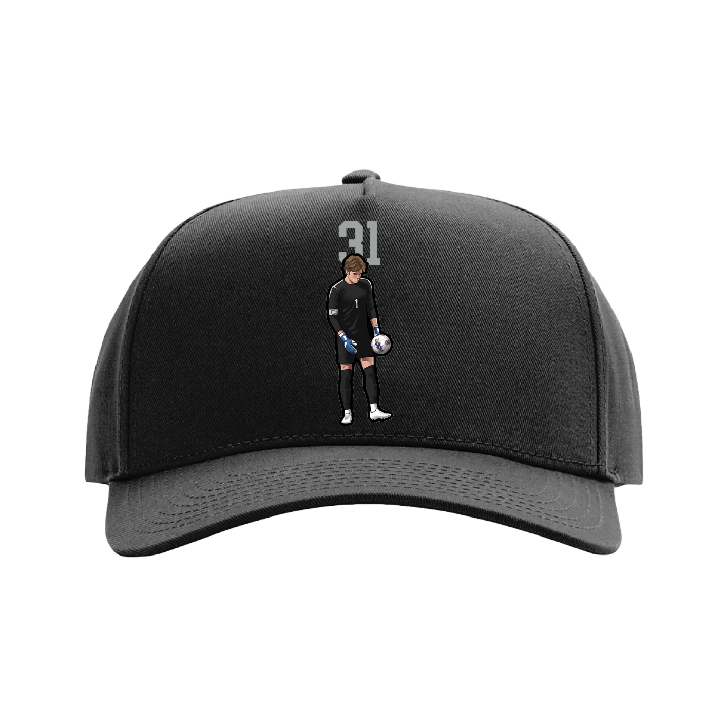 Full Fabric Five-Panel Champ Cap — Number Top in Black