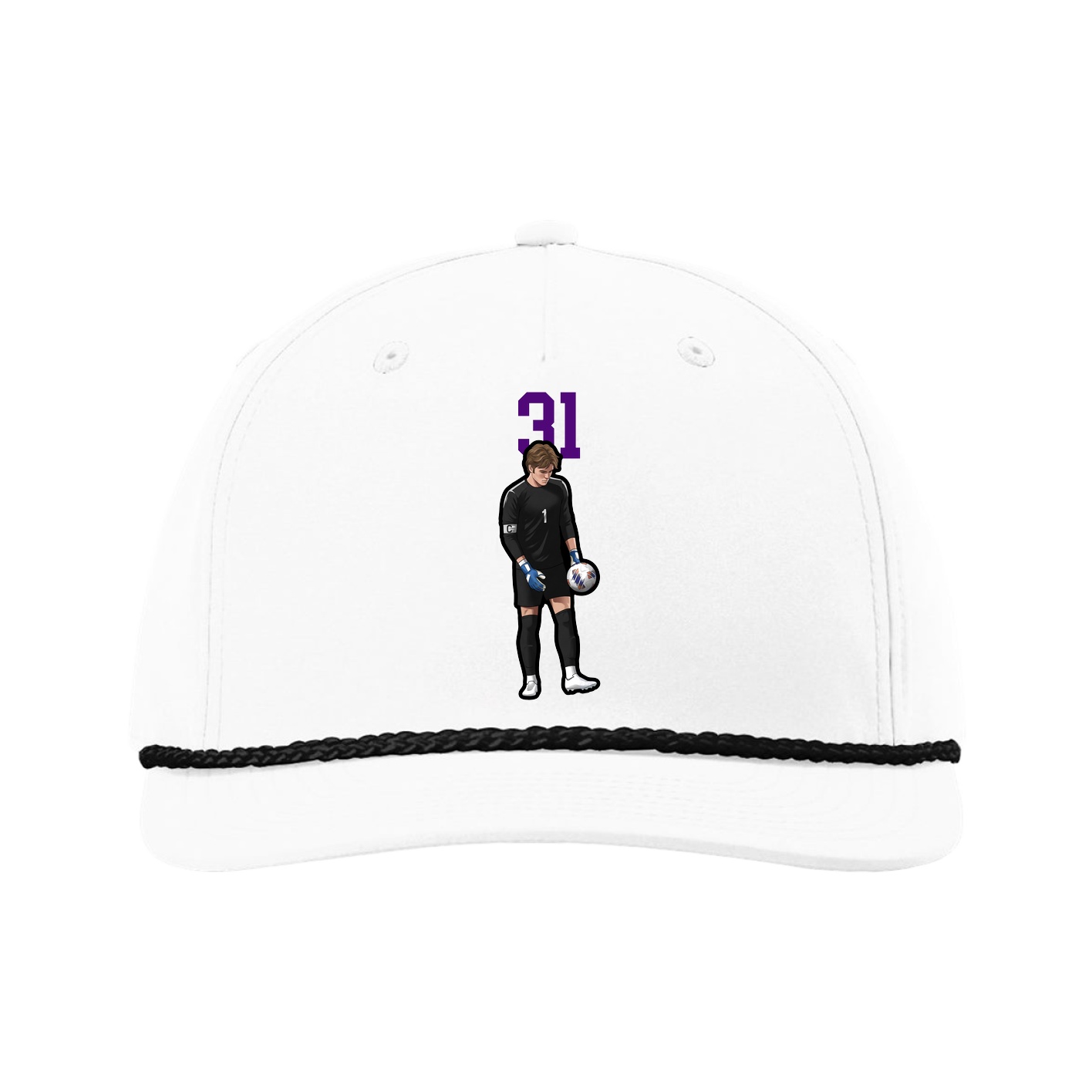 Five-Panel Classic Rope Cap — Number Top in White