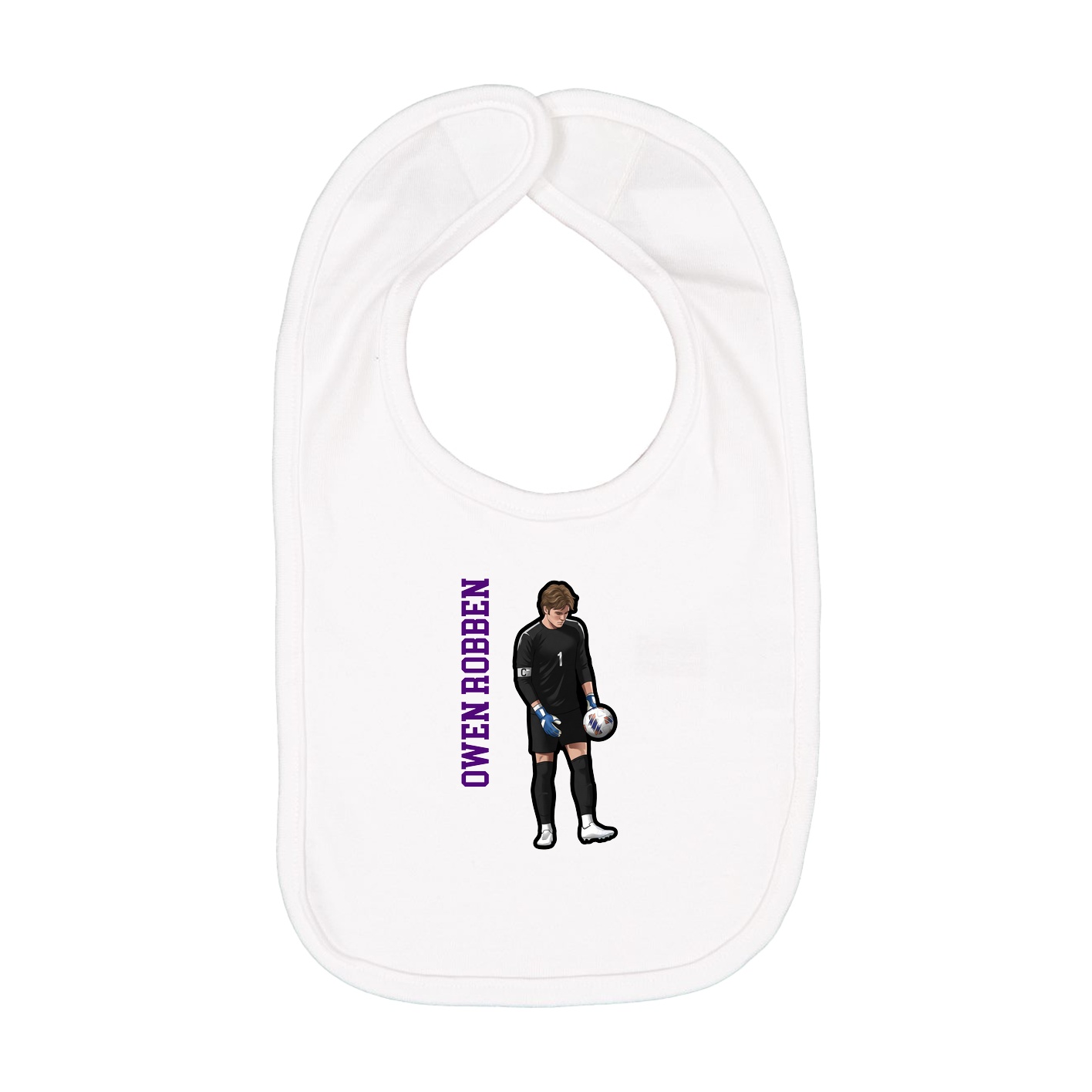 Infant Bib — Name Vertical in White