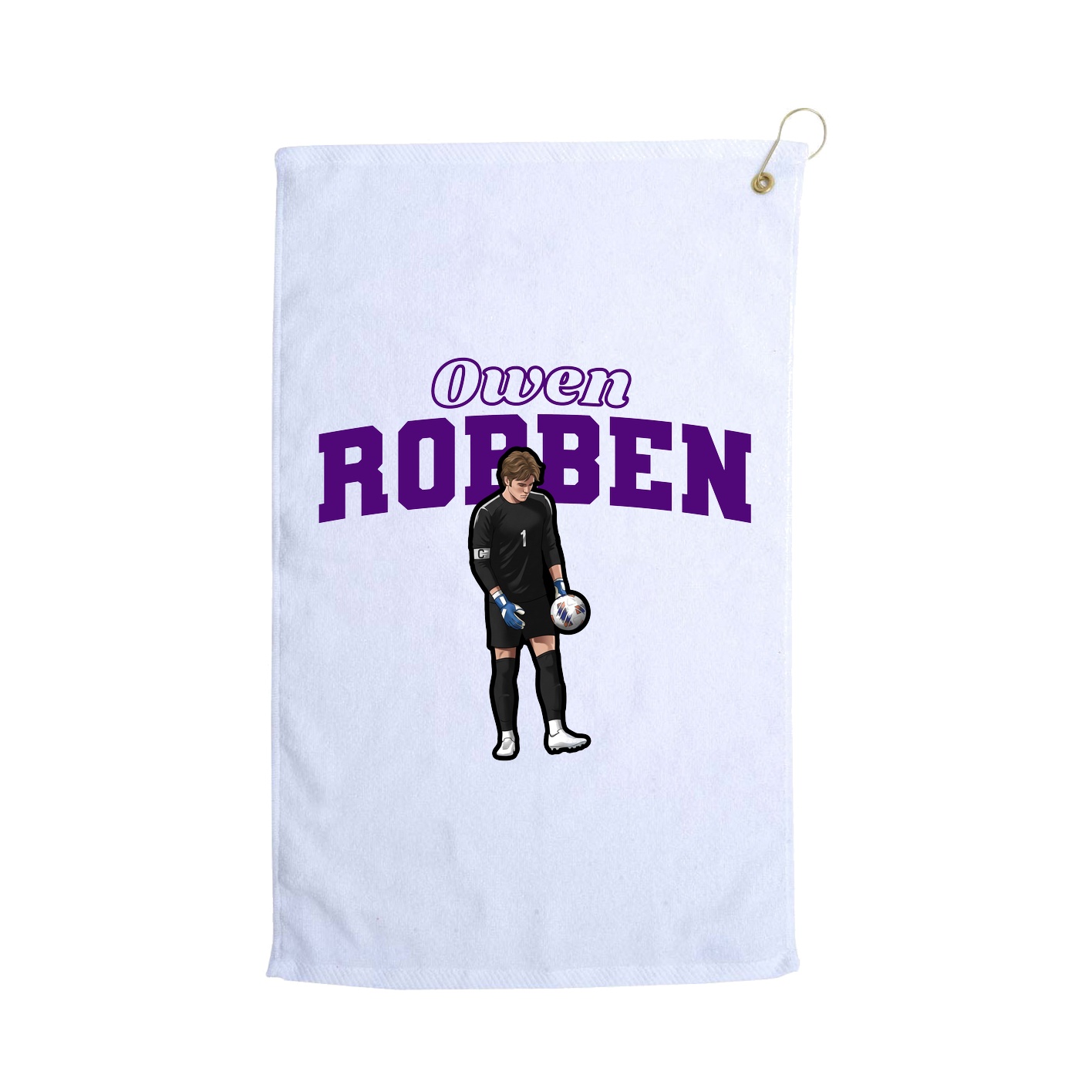Golf Towel — Name Arch in White