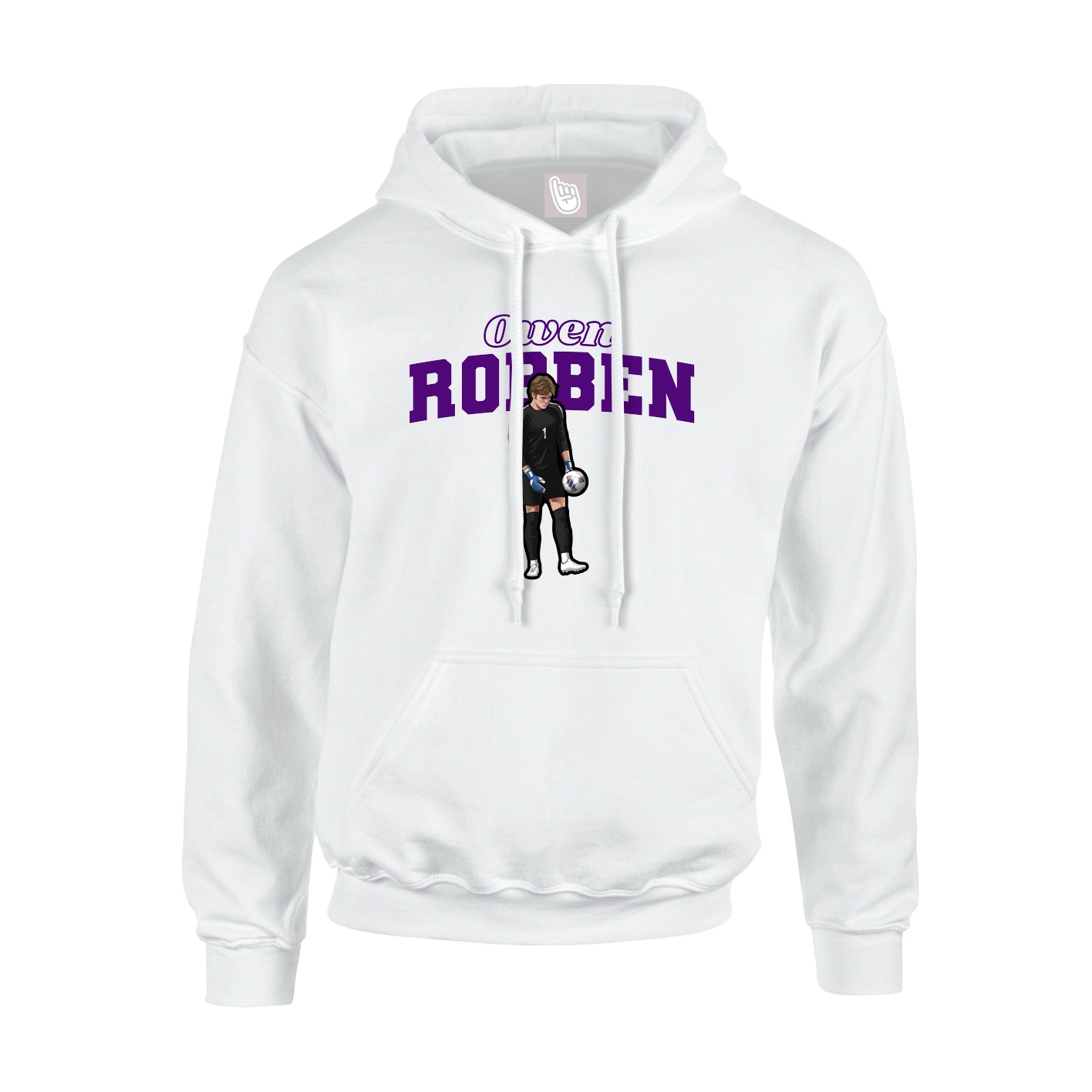 Youth Hoodie — Name Arch in White