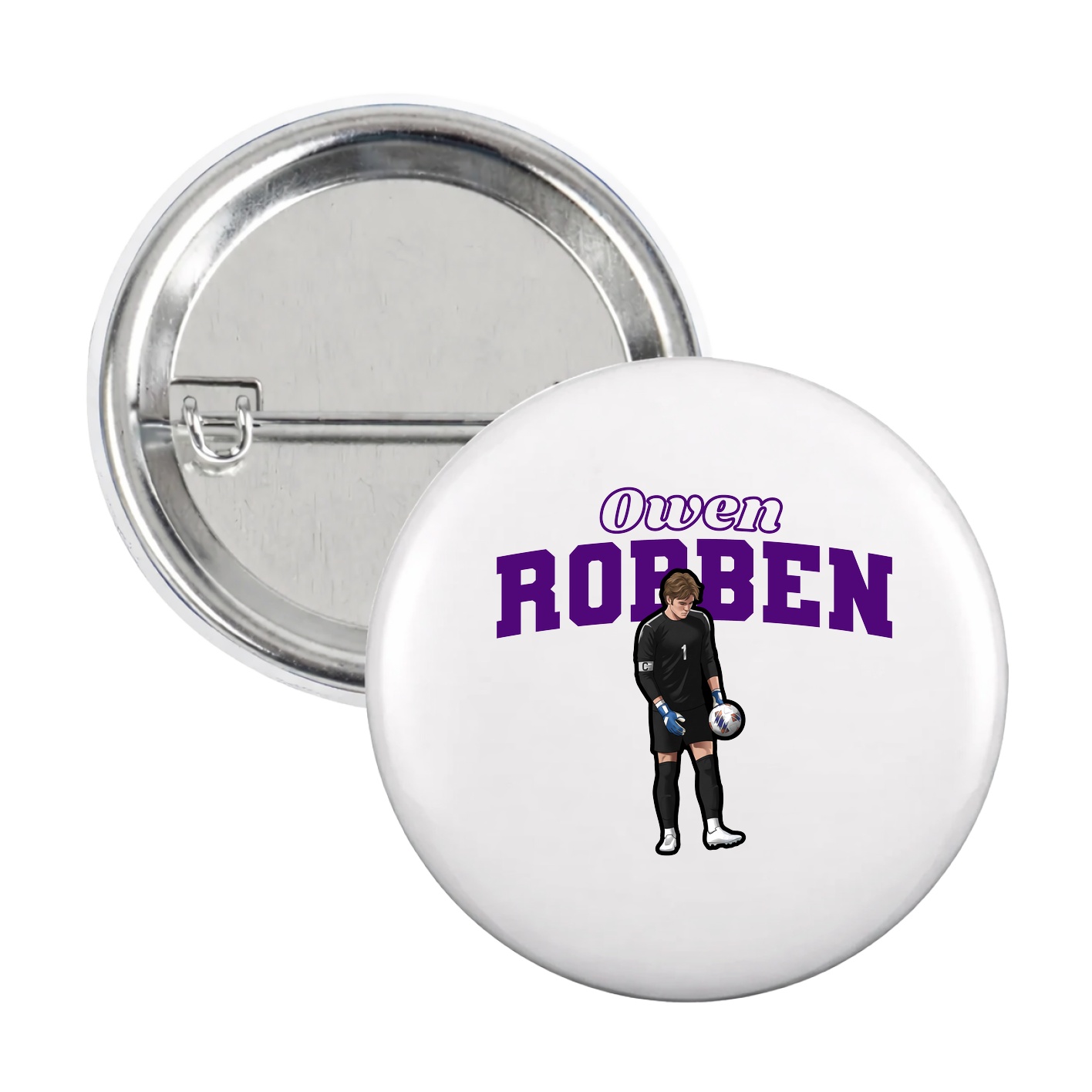 Game Day Button — Name Arch in White