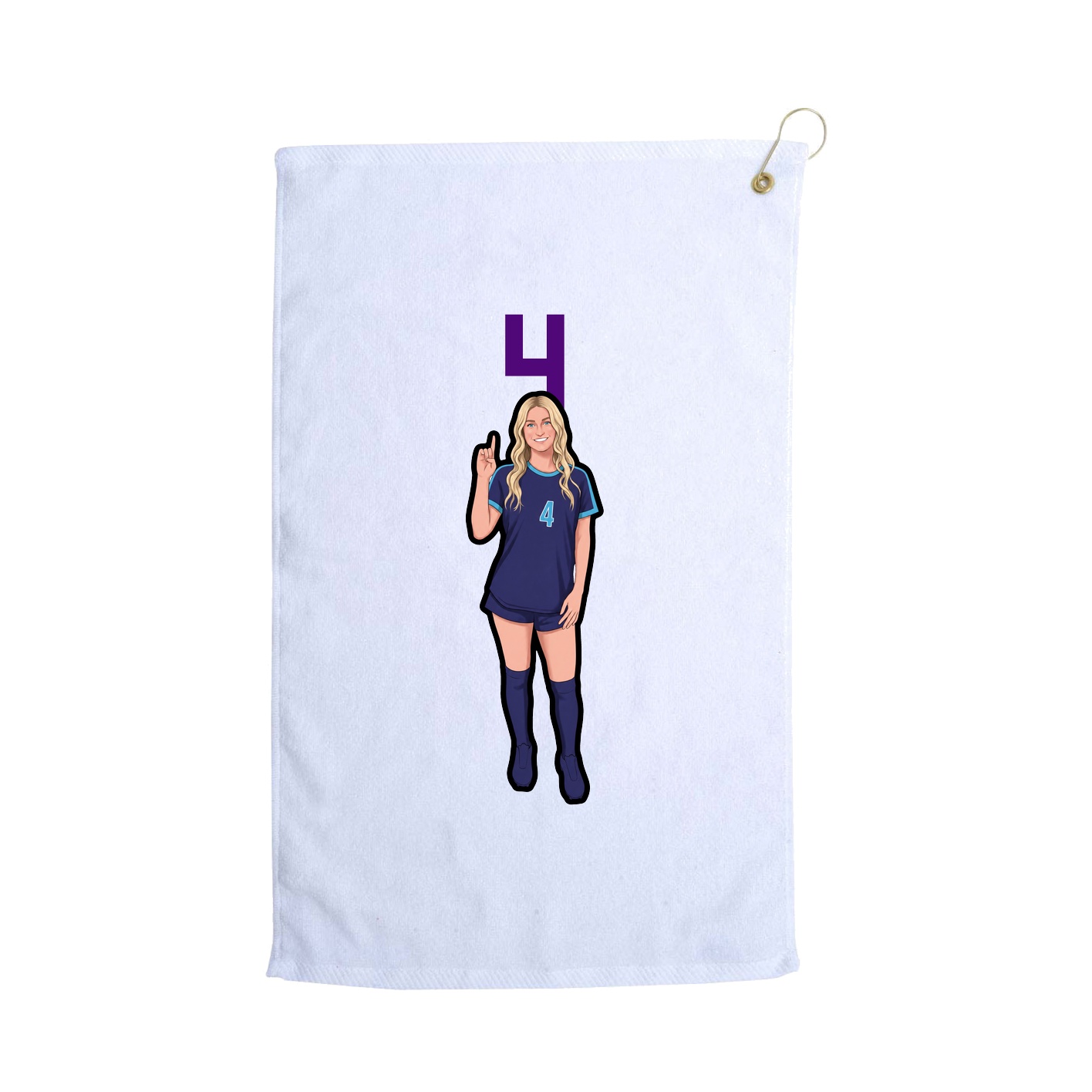 Golf Towel — Number Top in White
