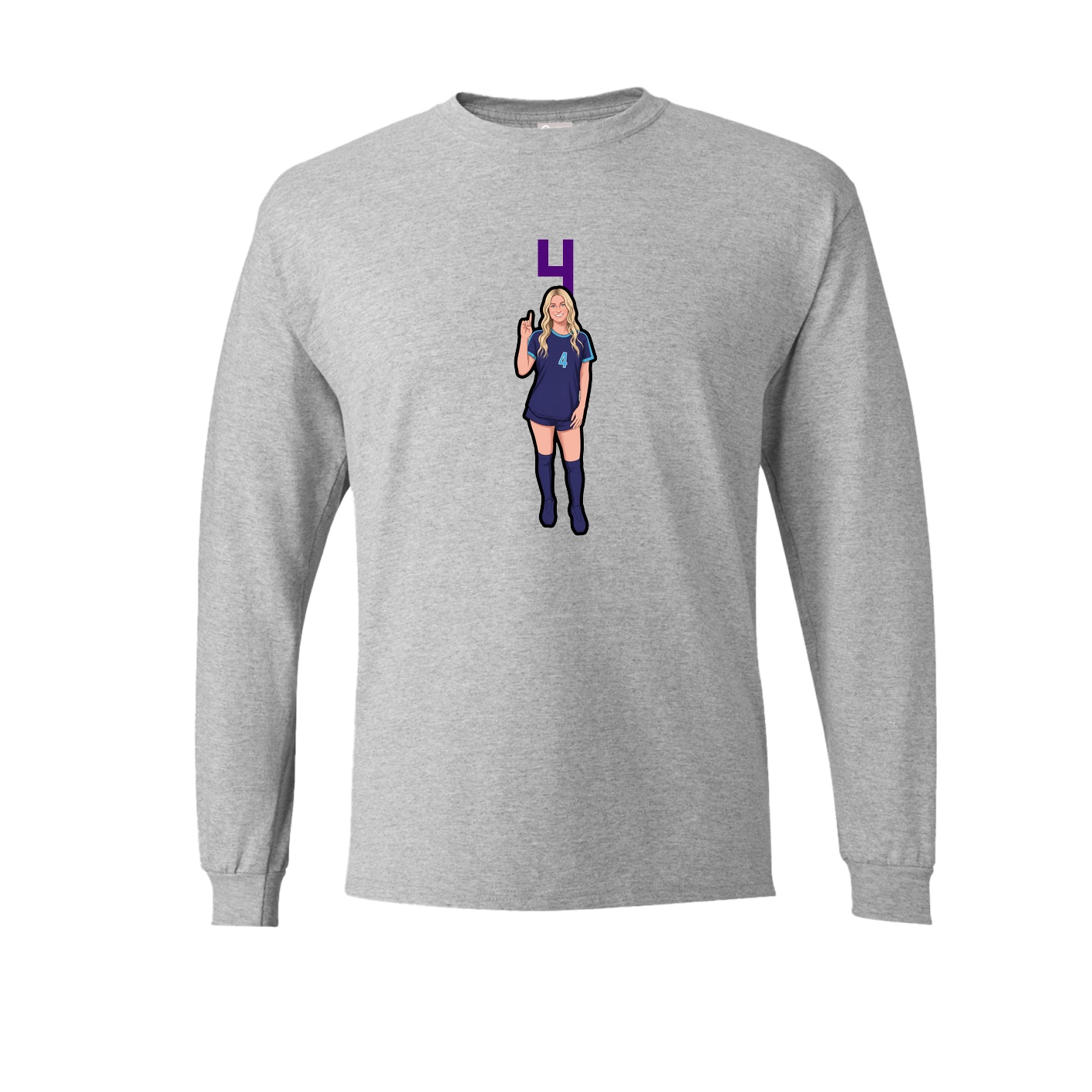 Long Sleeve Tee — Number Top in Grey