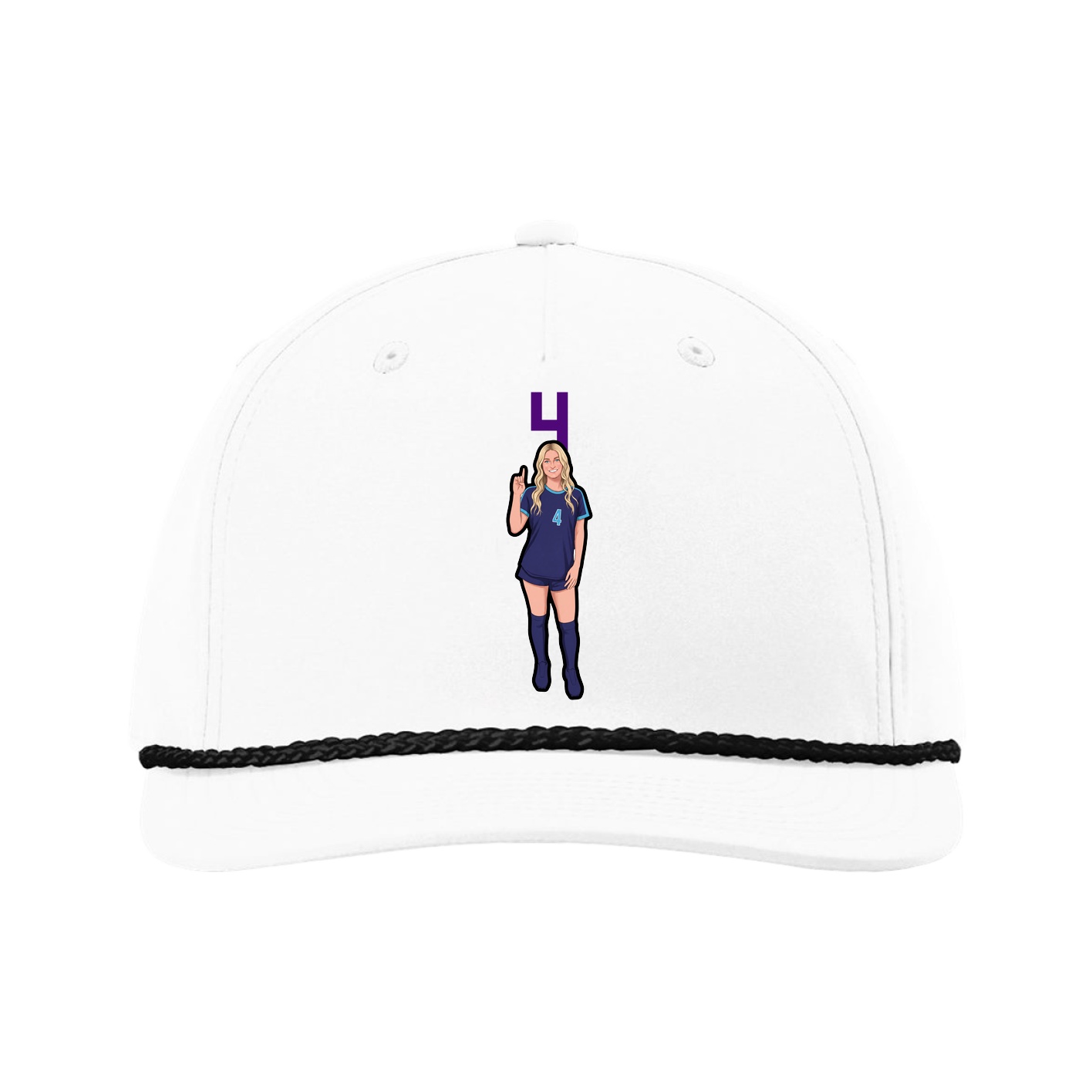 Five-Panel Classic Rope Cap — Number Top in White