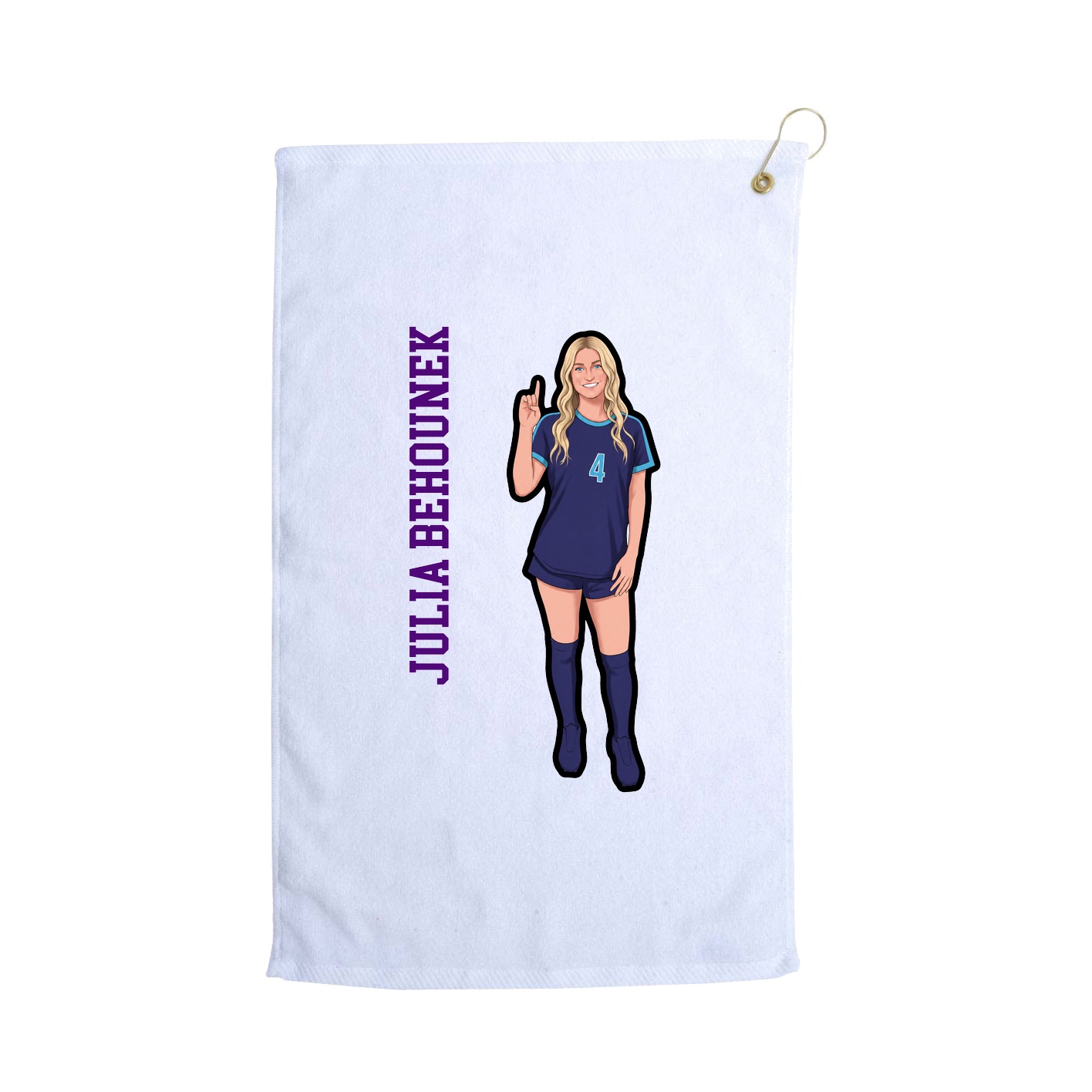 Golf Towel — Name Vertical in White