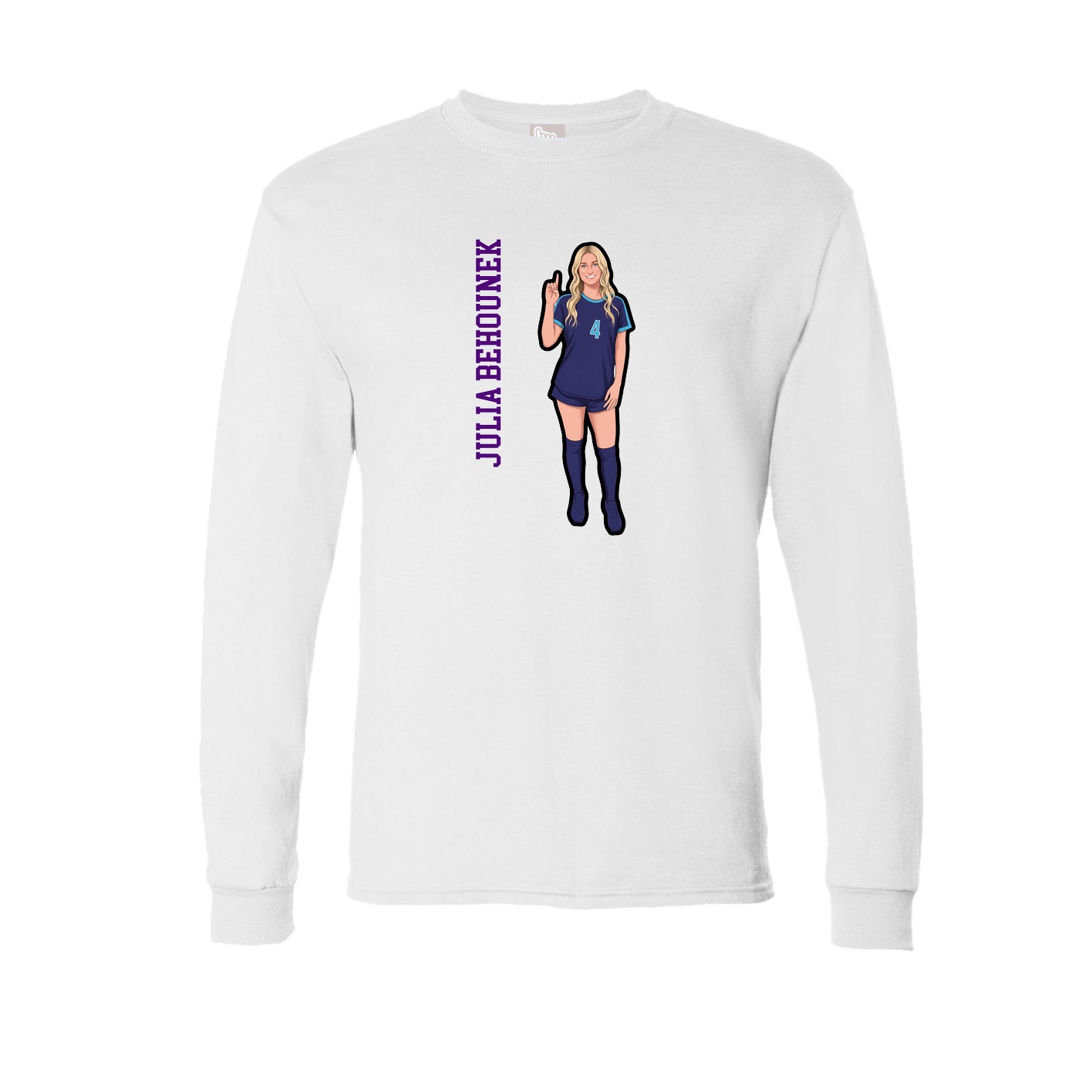 Long Sleeve Tee — Name Vertical in White