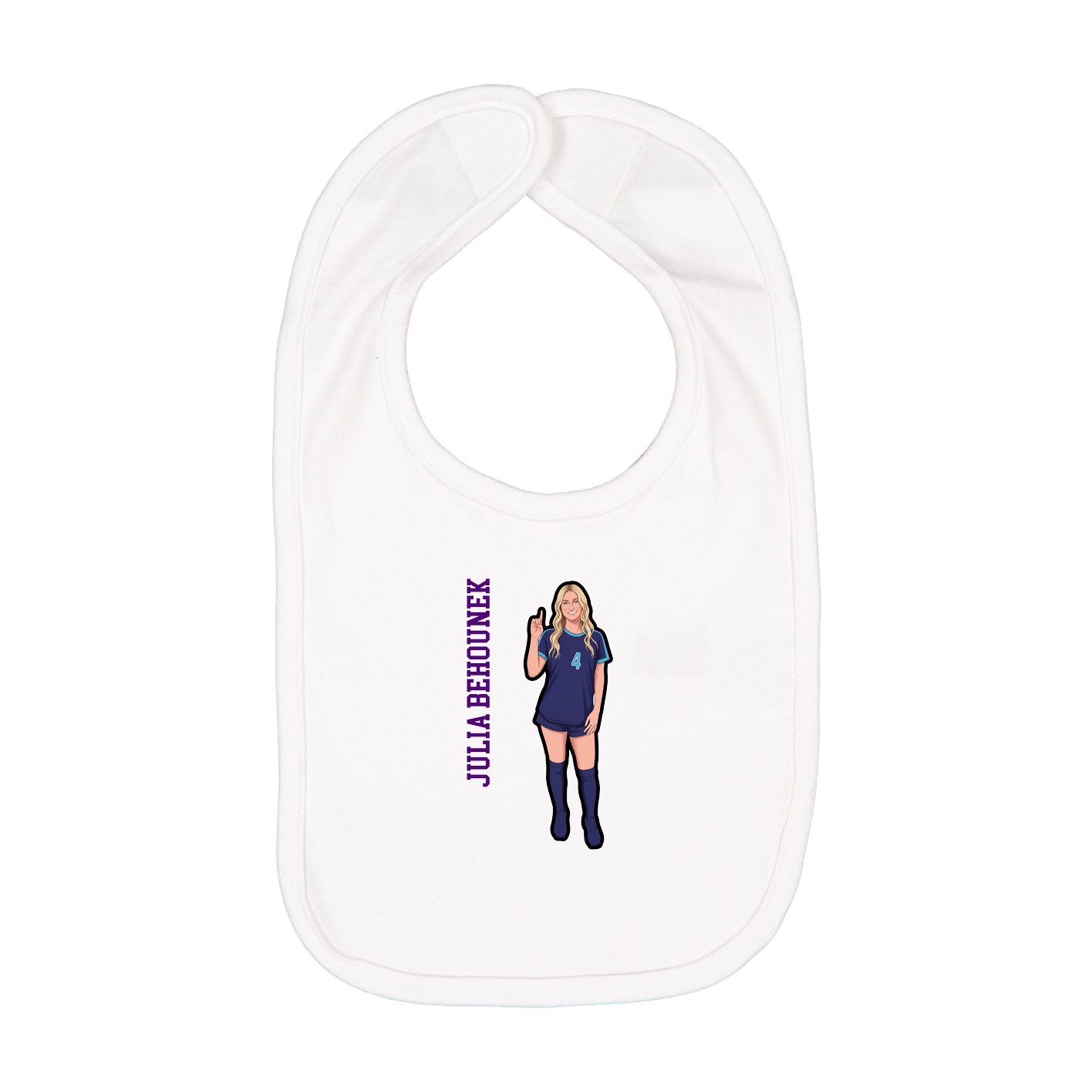 Infant Bib — Name Vertical in White