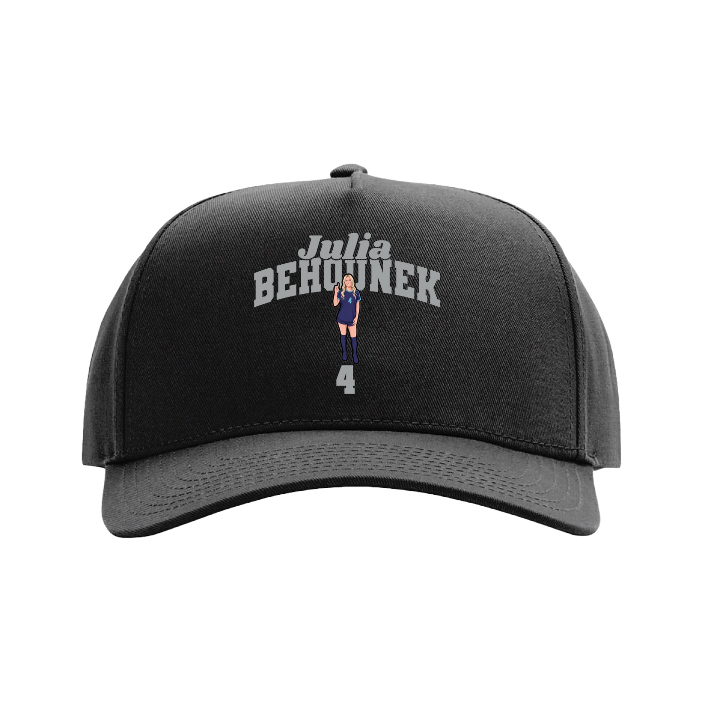 Full Fabric Five-Panel Champ Cap — Signature Arch in Black