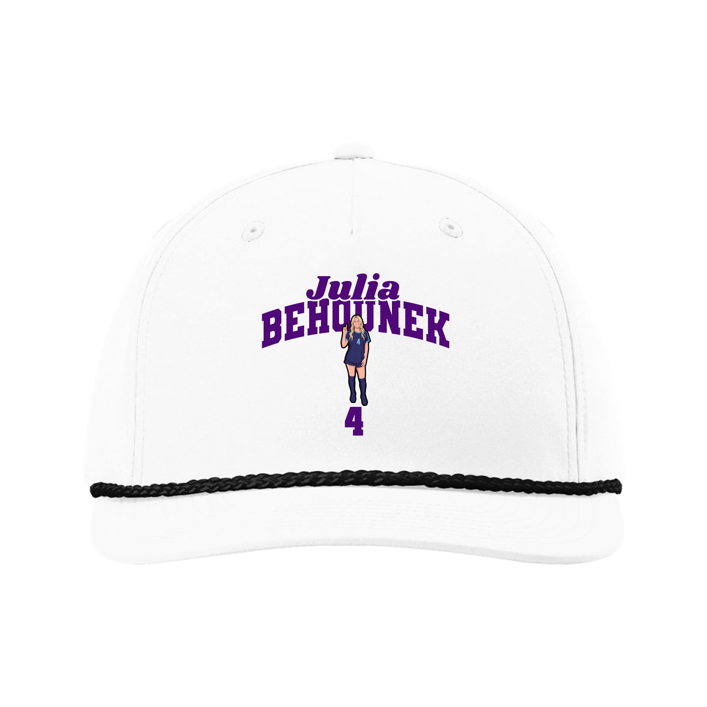 Five-Panel Classic Rope Cap — Signature Arch in White