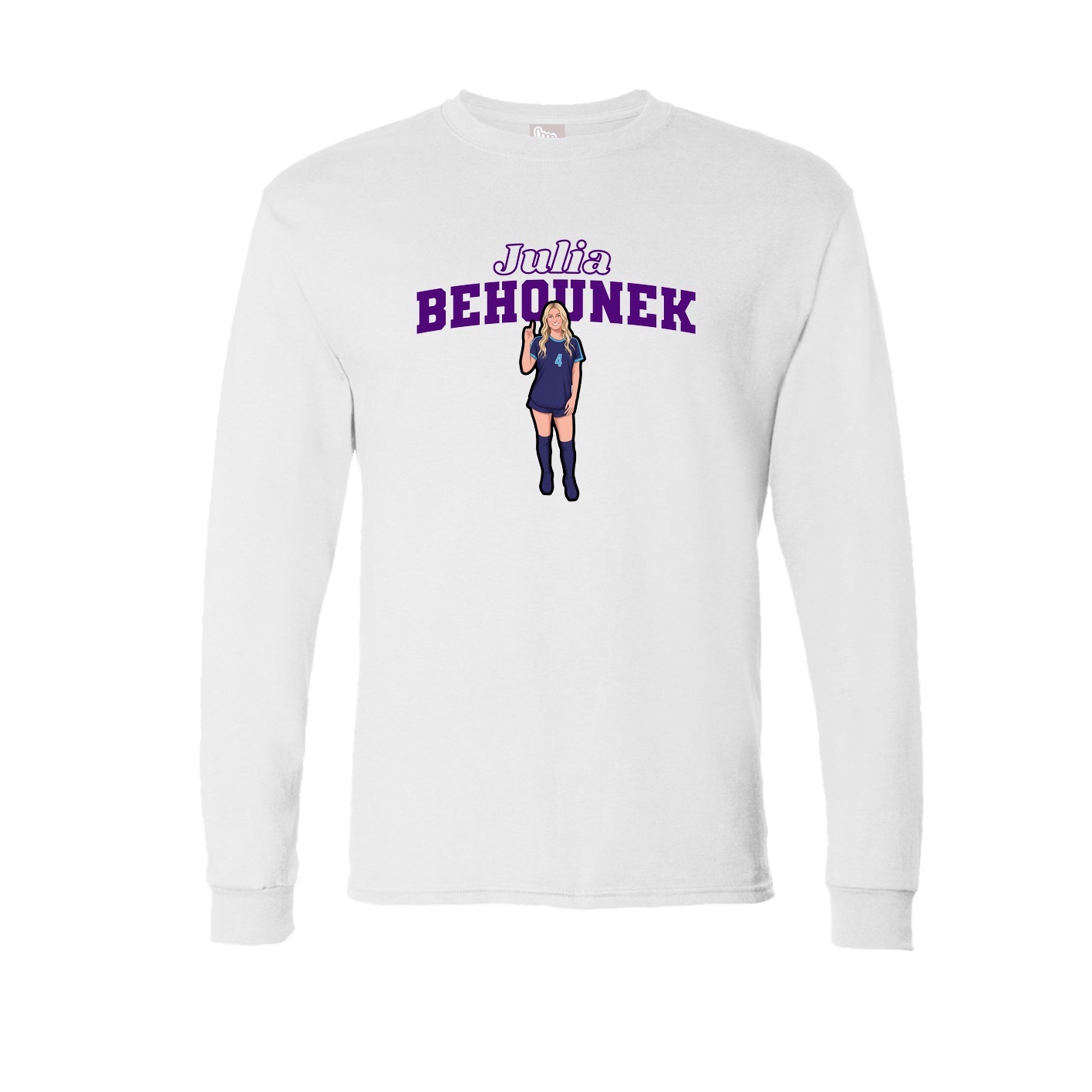 Long Sleeve Tee — Name Arch in White