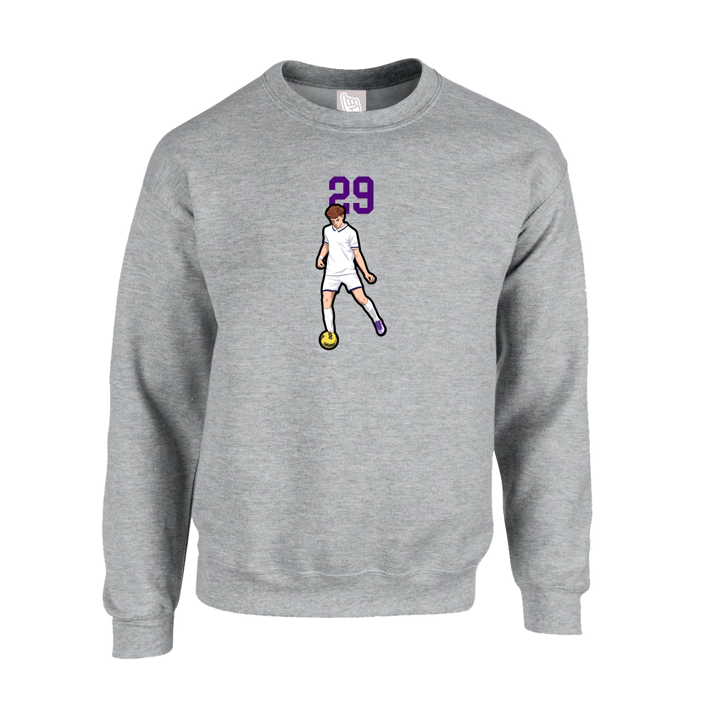 Fleece Crew — Number Top in Grey
