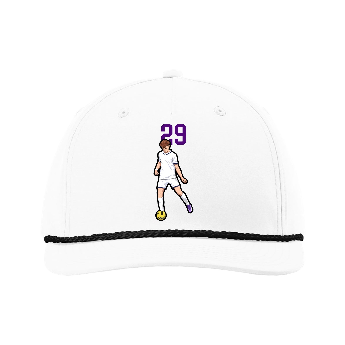 Five-Panel Classic Rope Cap — Number Top in White