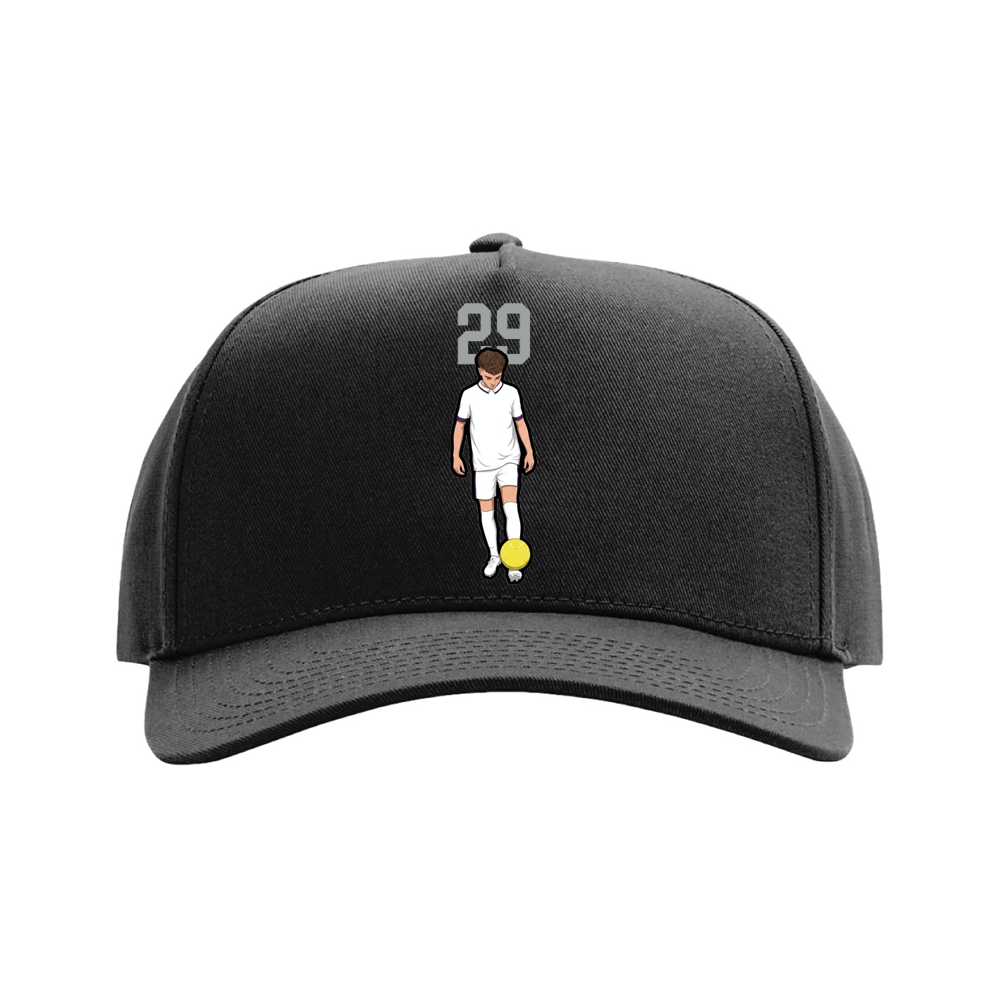 Full Fabric Five-Panel Champ Cap — Number Top in Black