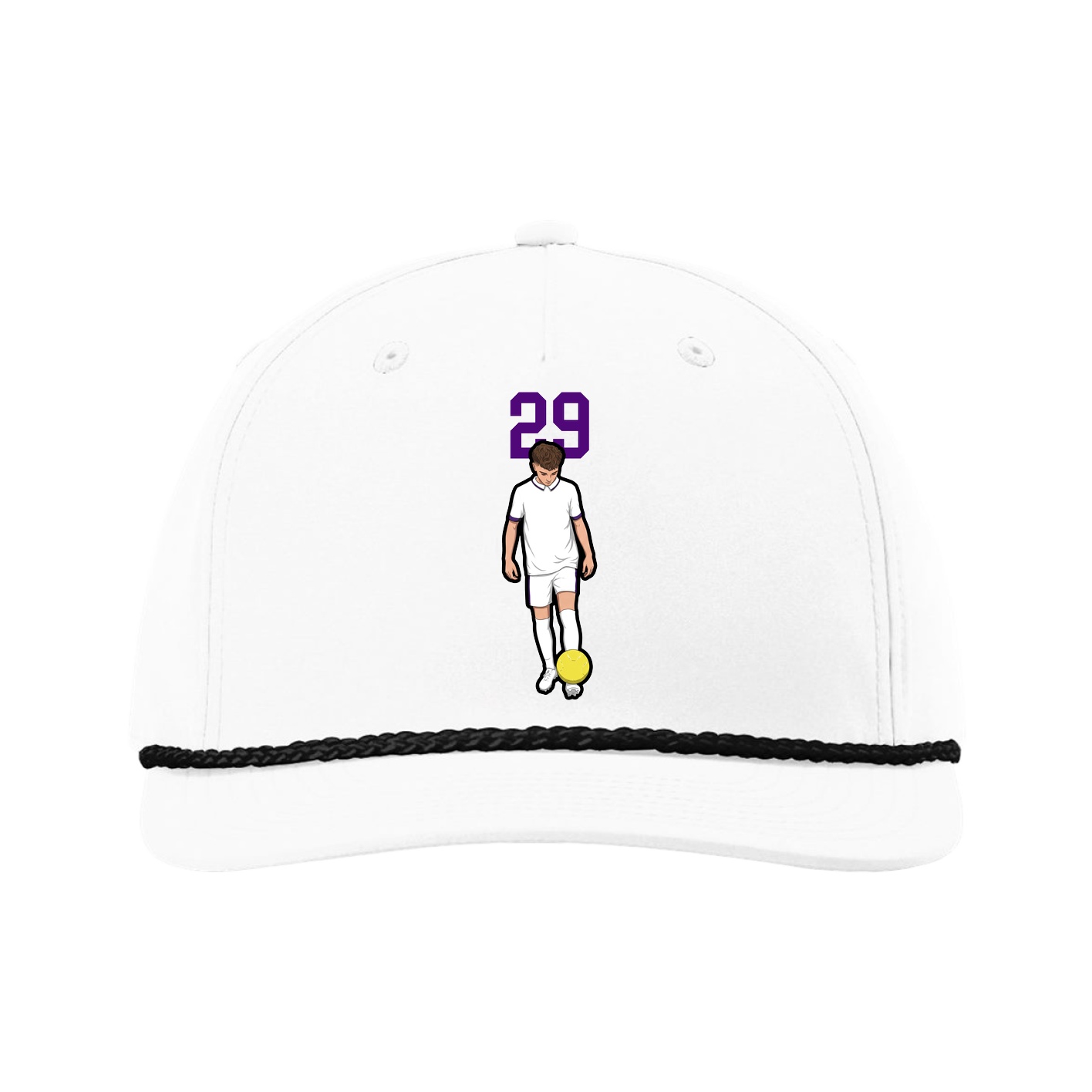 Five-Panel Classic Rope Cap — Number Top in White