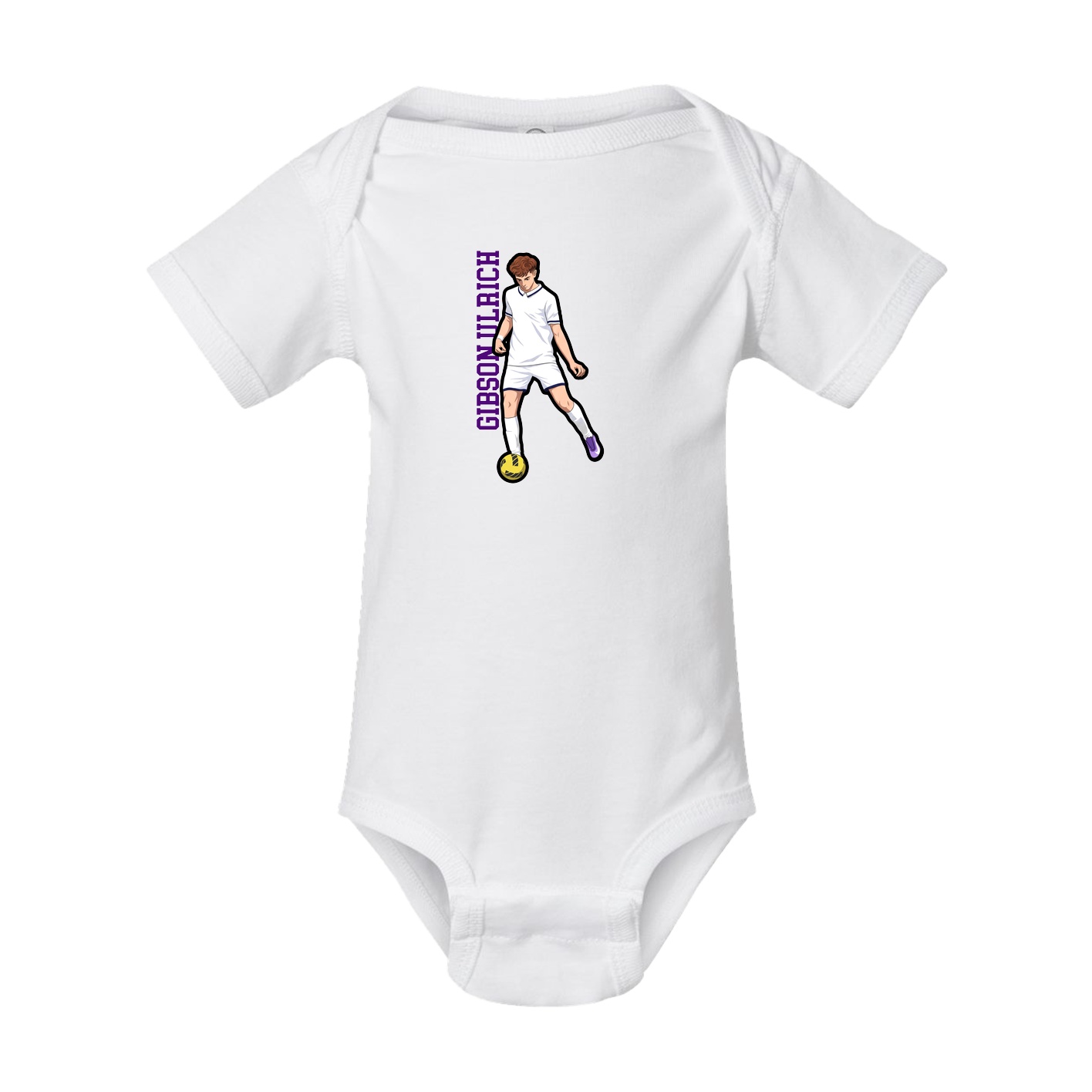 Baby Onesie — Name Vertical in White