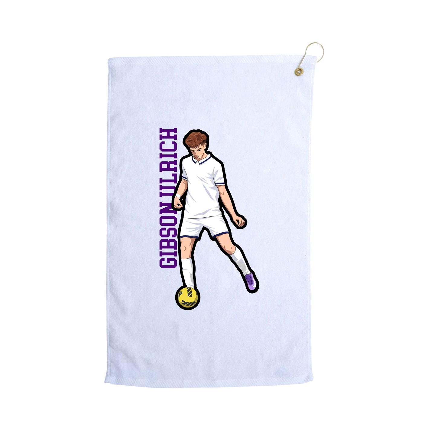 Golf Towel — Name Vertical in White