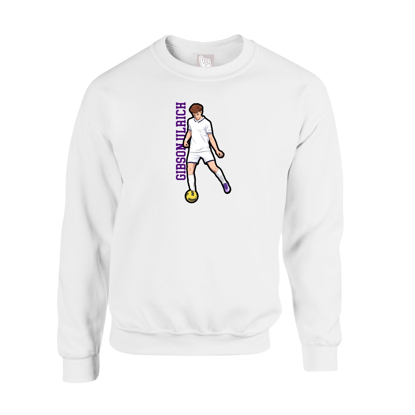 Fleece Crew — Name Vertical in White