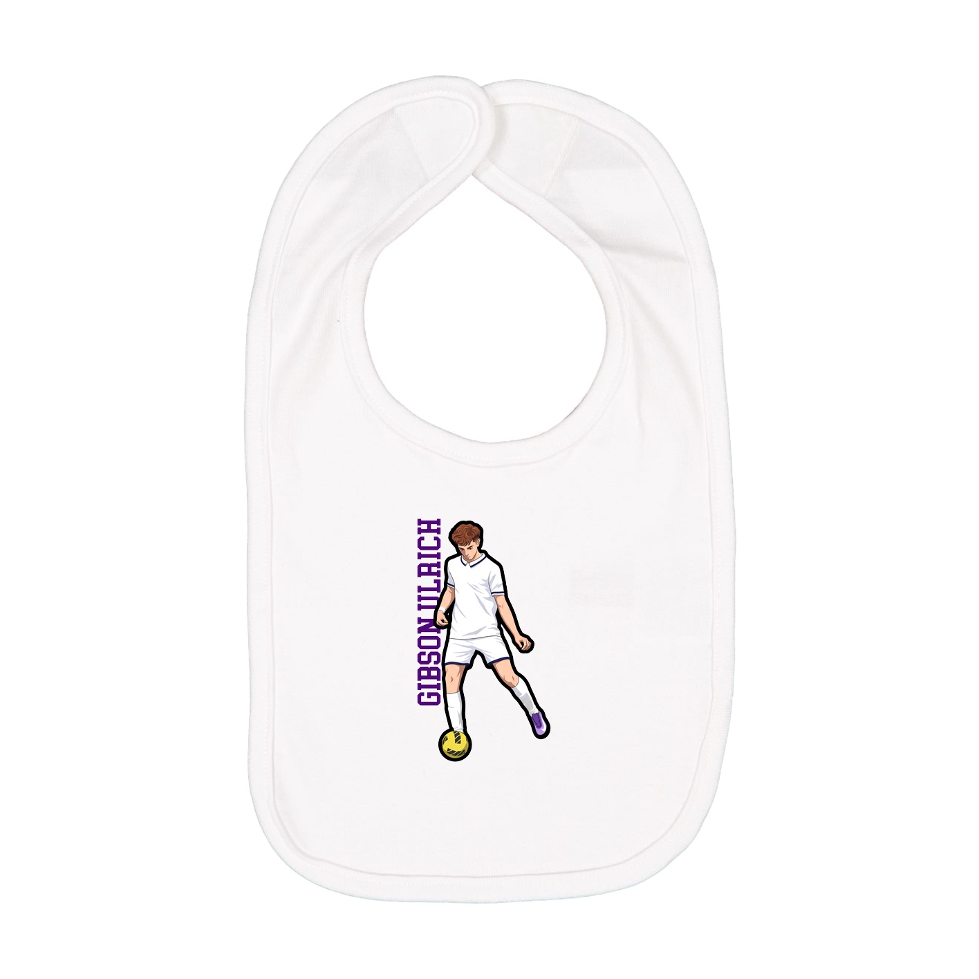 Infant Bib — Name Vertical in White