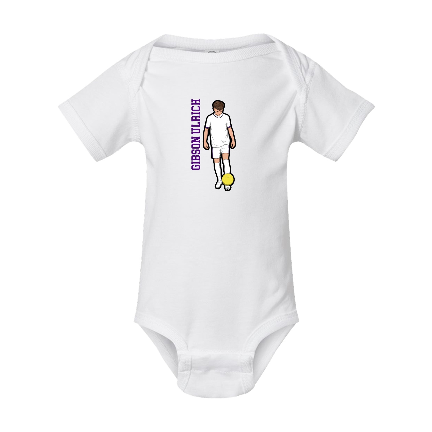 Baby Onesie — Name Vertical in White