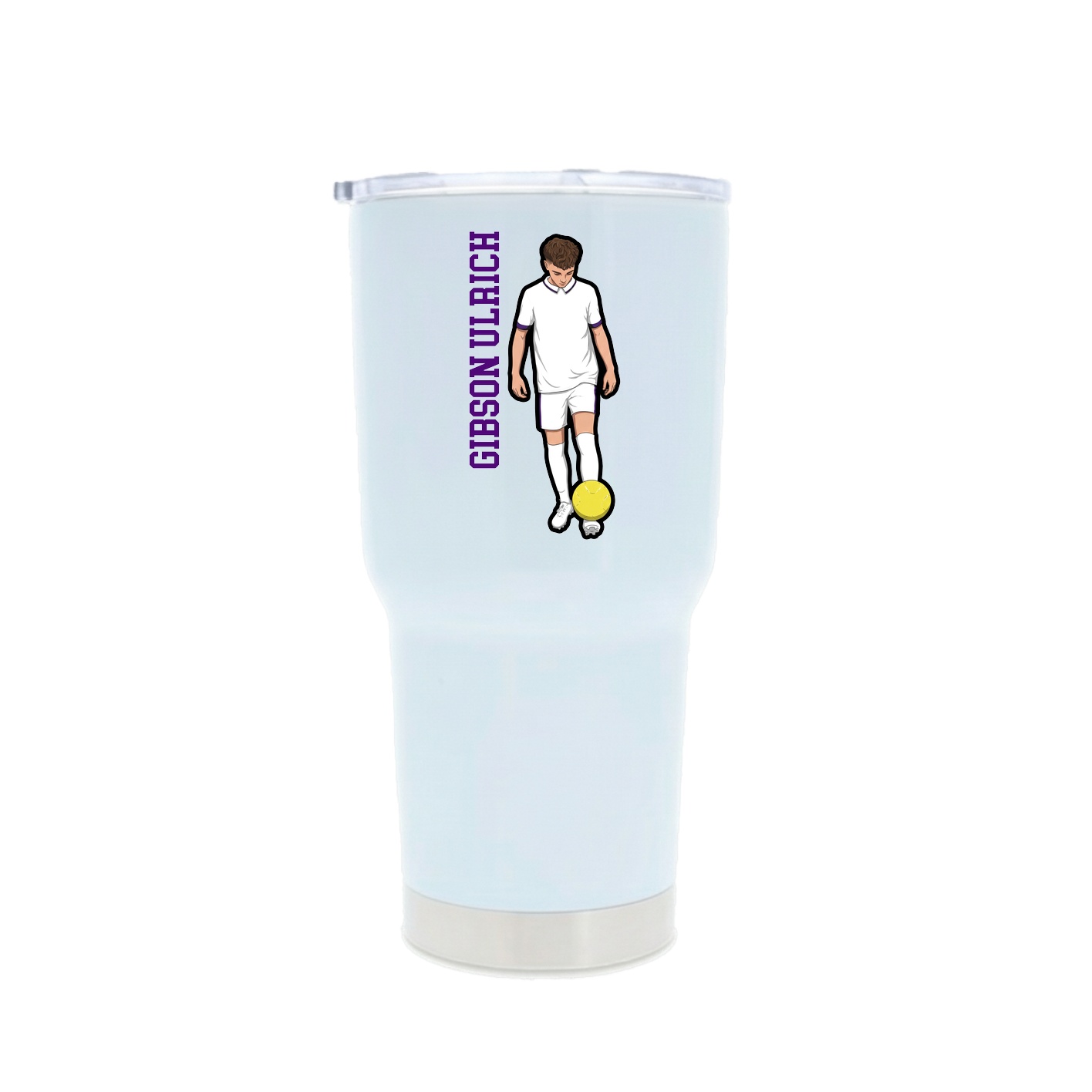 30oz Stainless Steel Tumbler — Name Vertical in White