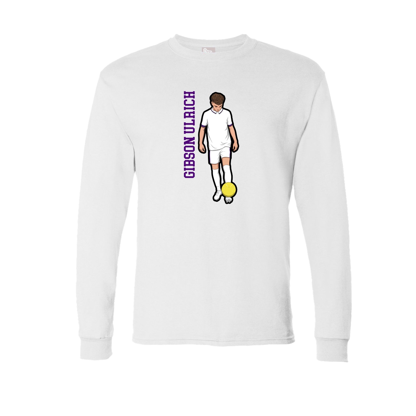 Long Sleeve Tee — Name Vertical in White
