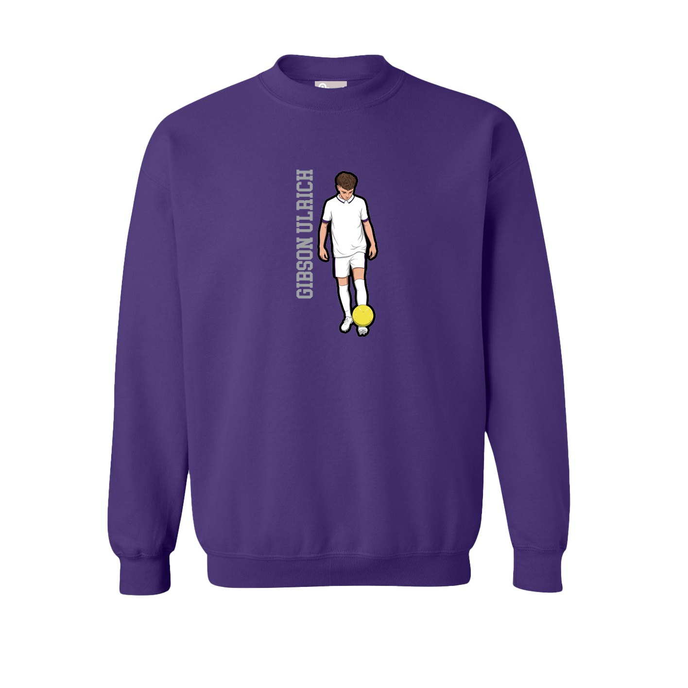 Fleece Crew — Name Vertical in Purple