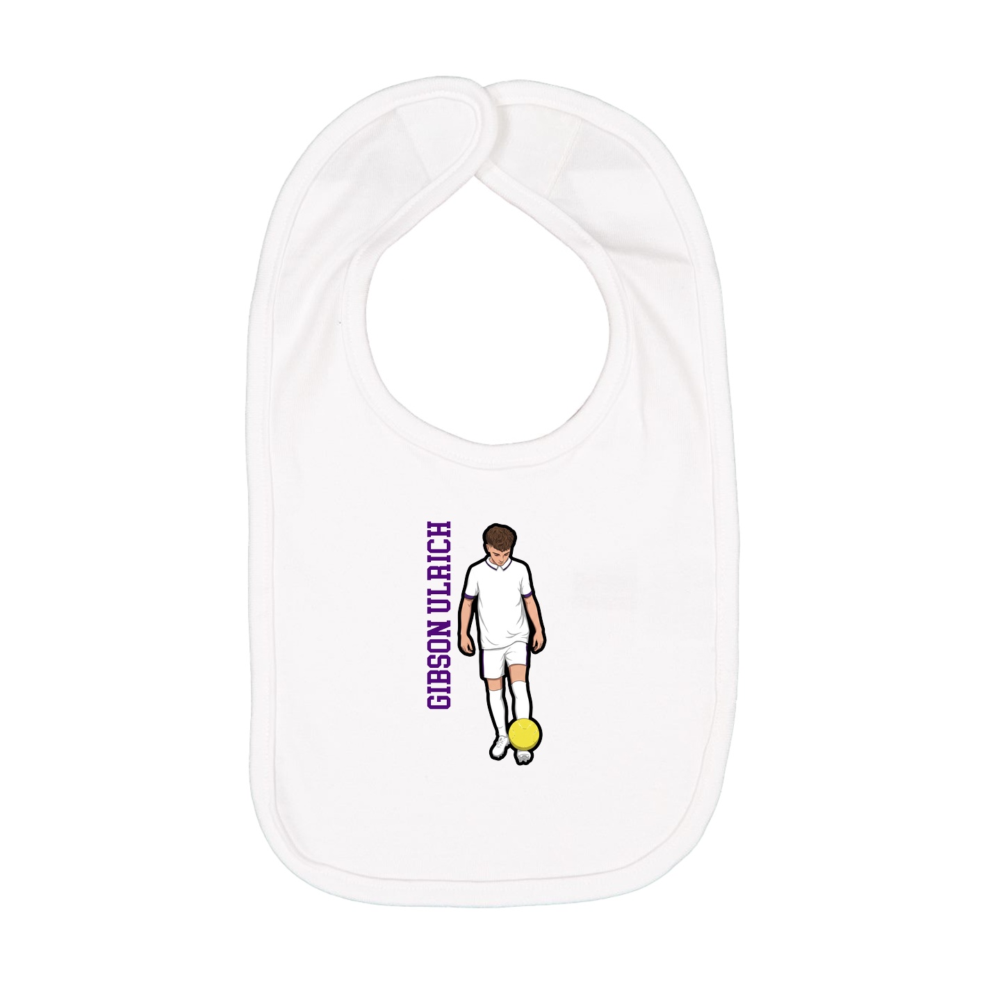 Infant Bib — Name Vertical in White