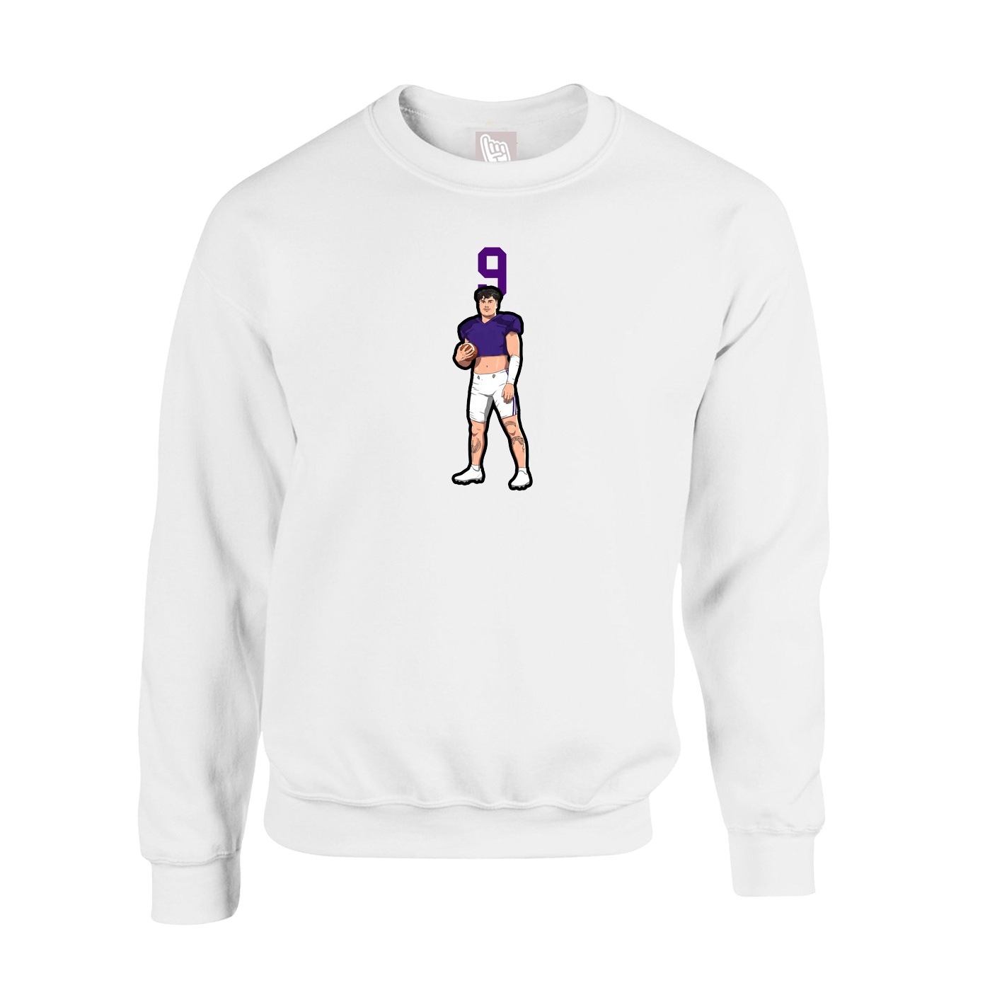 Fleece Crew — Number Top in White