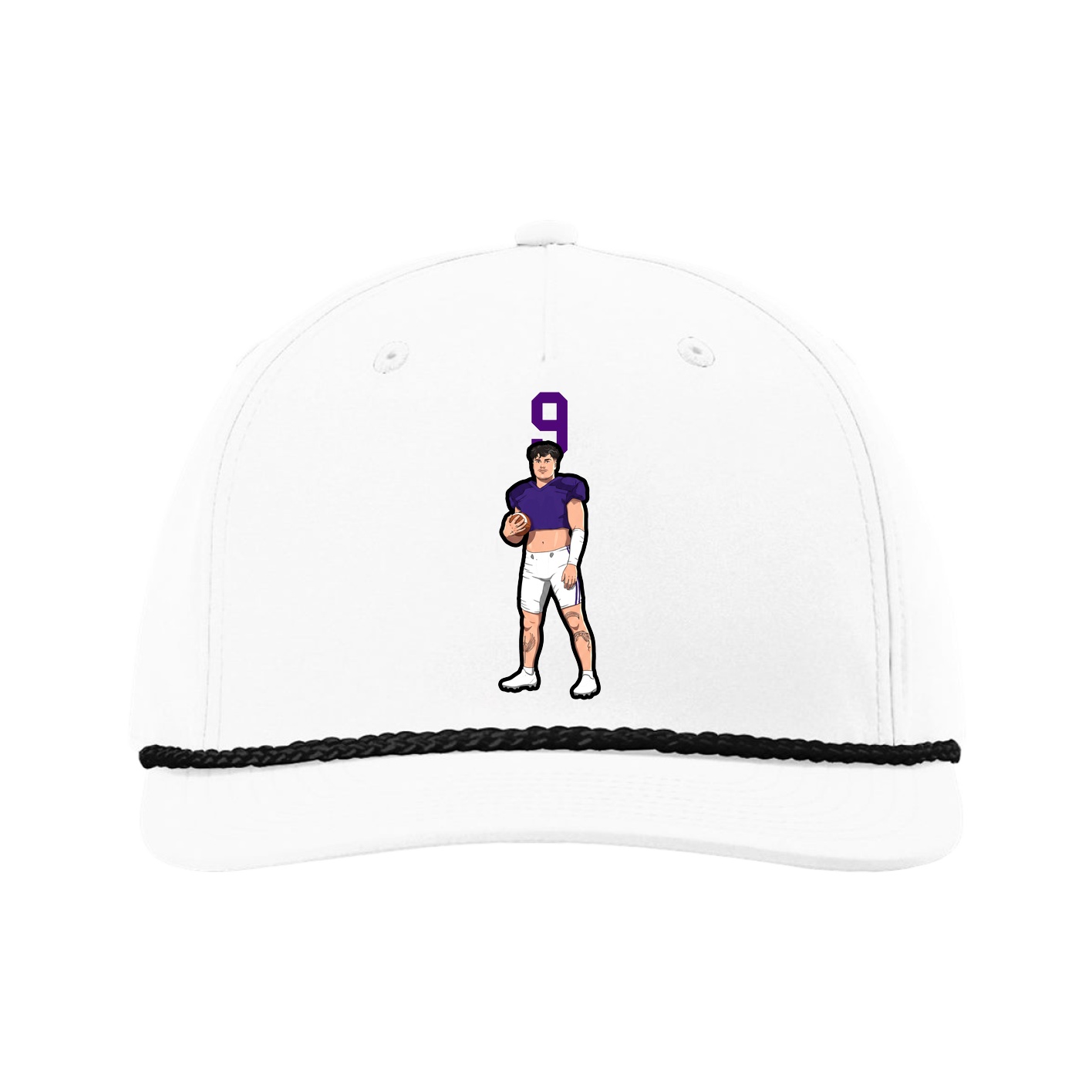 Five-Panel Classic Rope Cap — Number Top in White