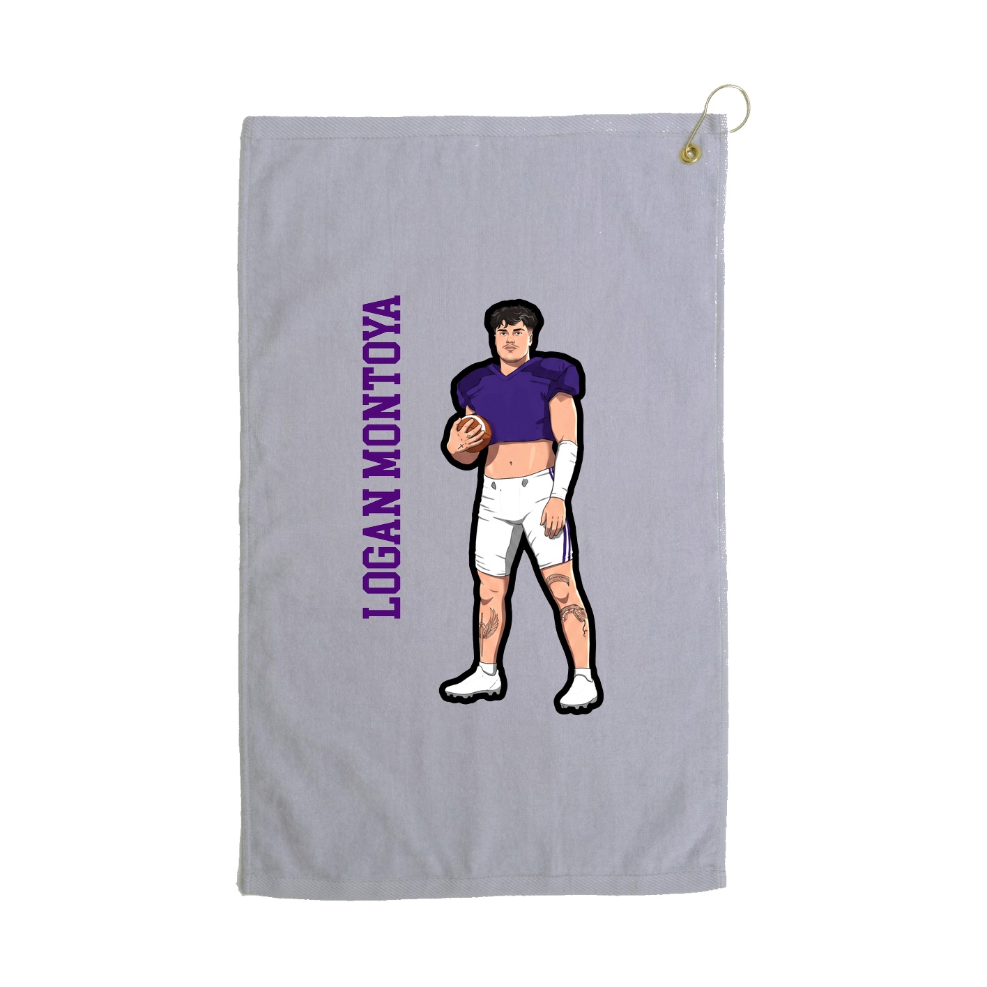 Golf Towel — Name Vertical in Grey