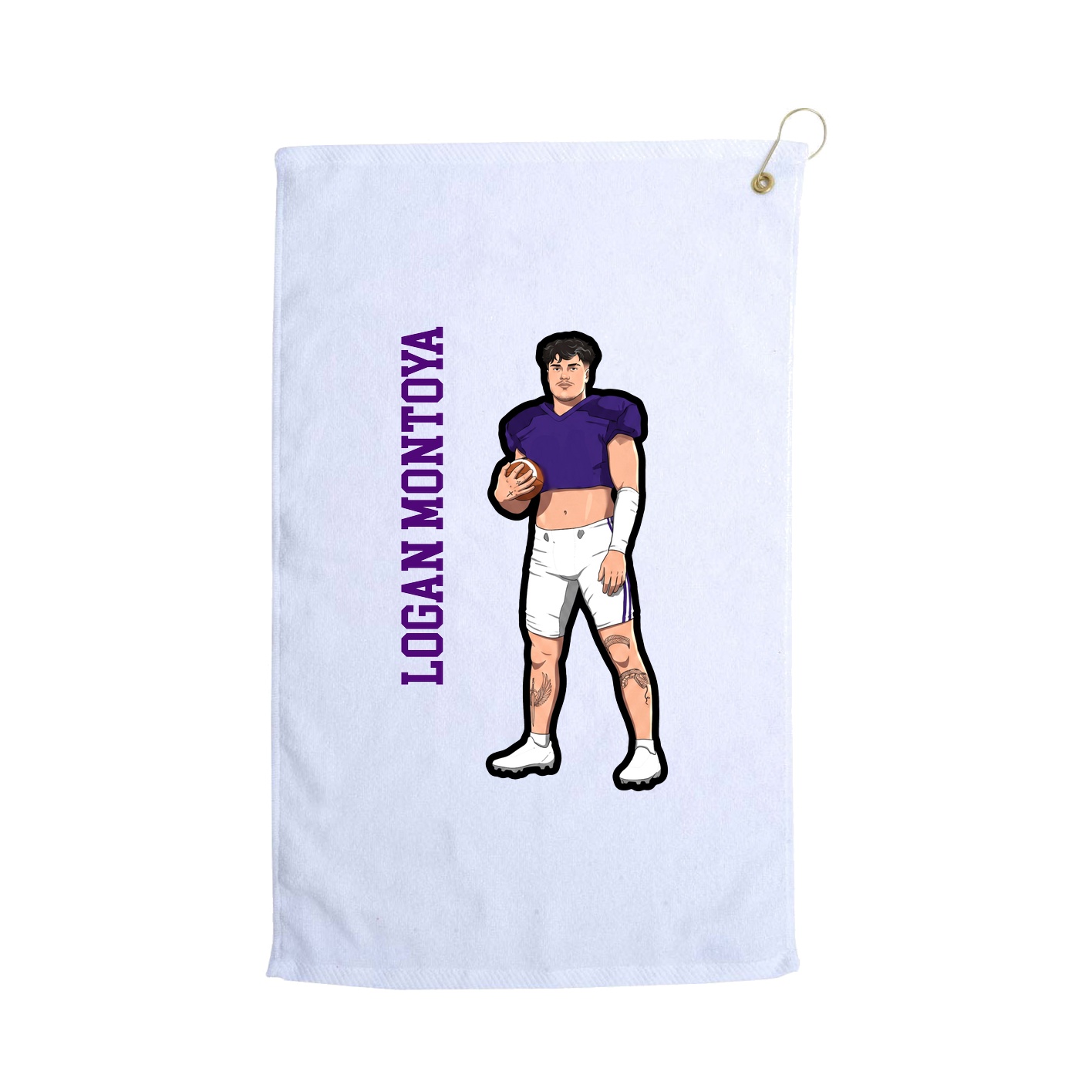 Golf Towel — Name Vertical in White