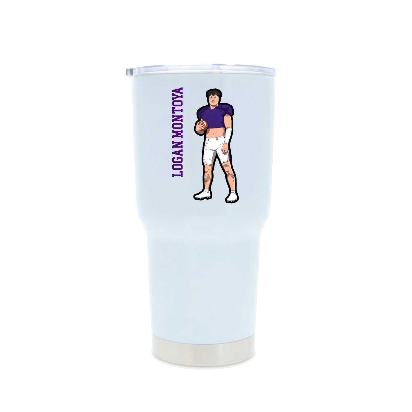 30oz Stainless Steel Tumbler — Name Vertical in White