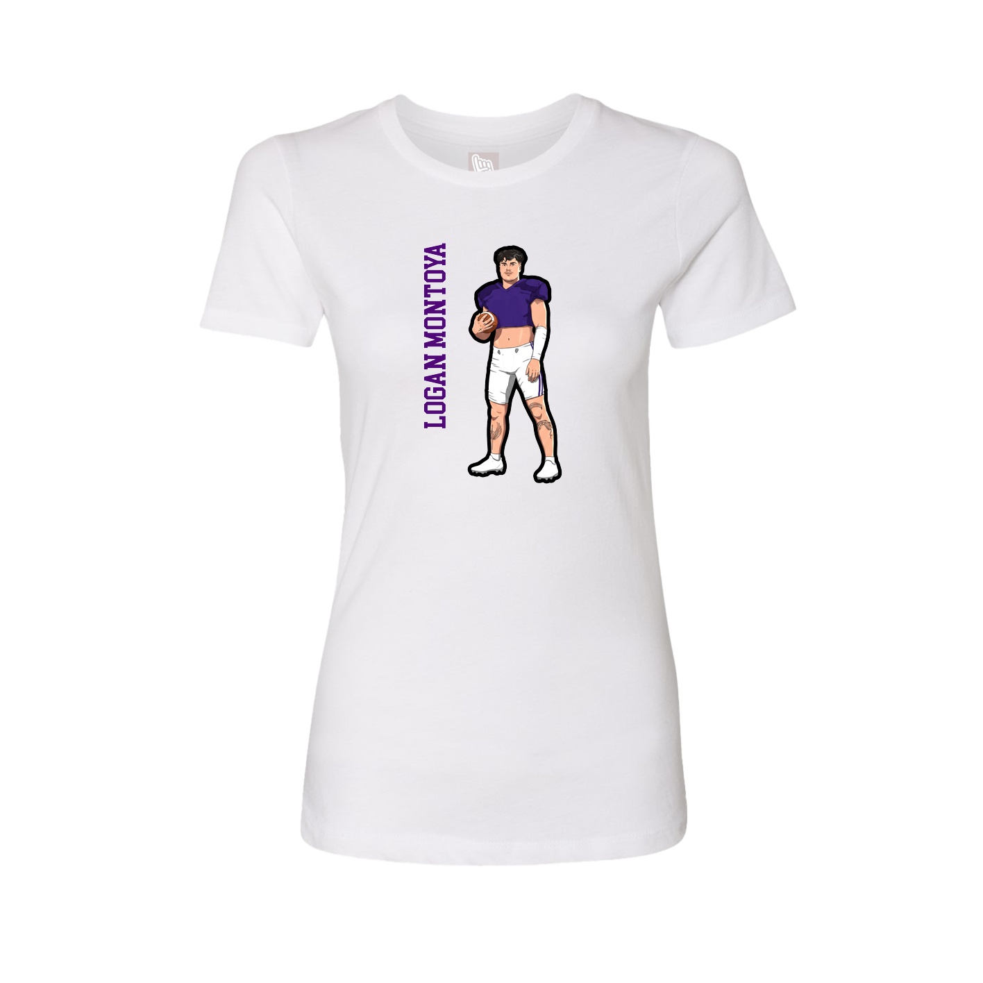 Womens Tee — Name Vertical in White