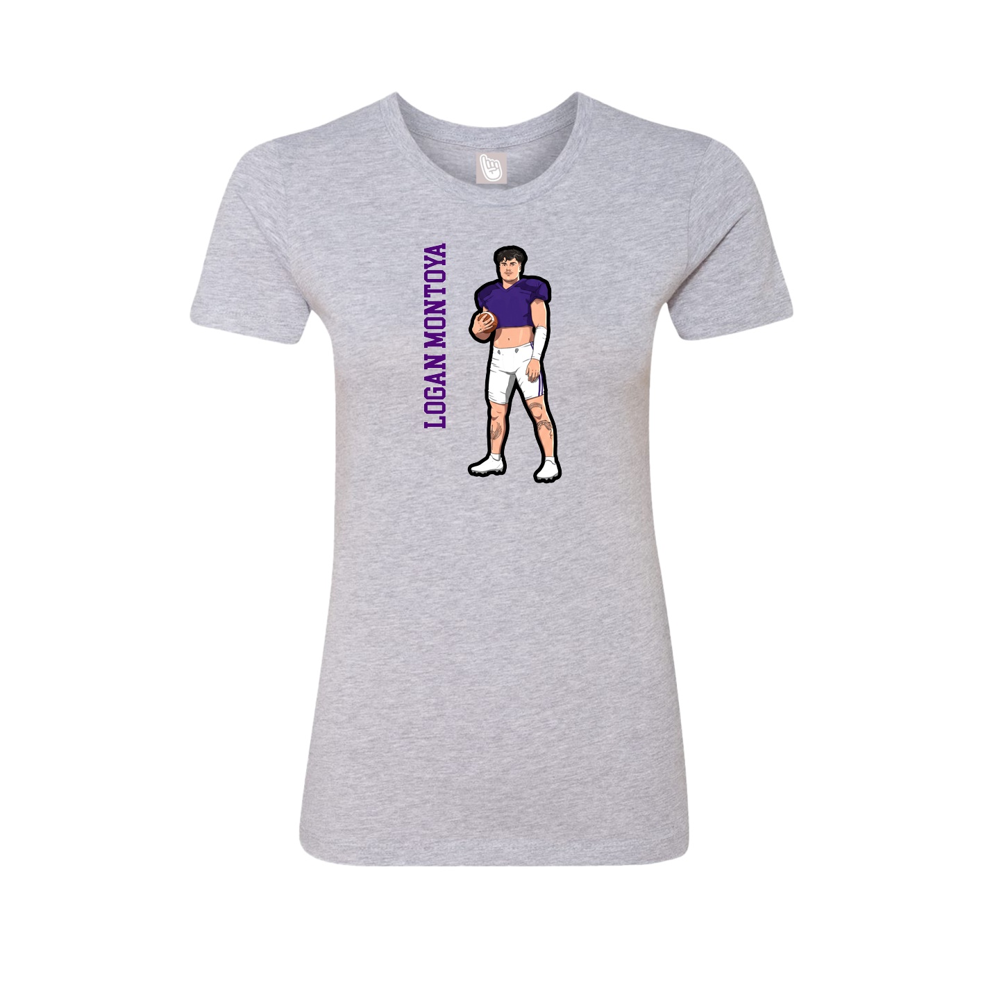 Womens Tee — Name Vertical in Grey