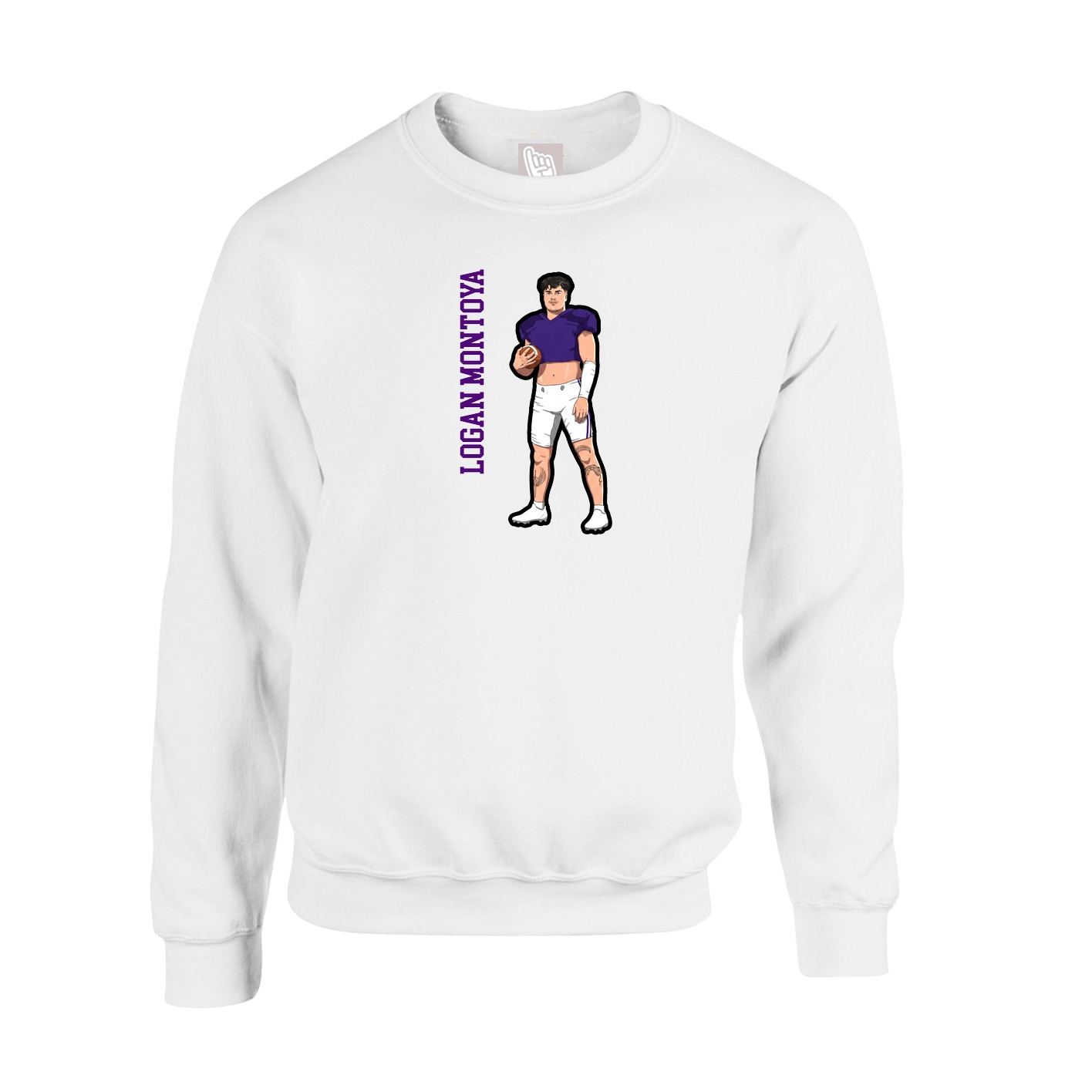 Fleece Crew — Name Vertical in White