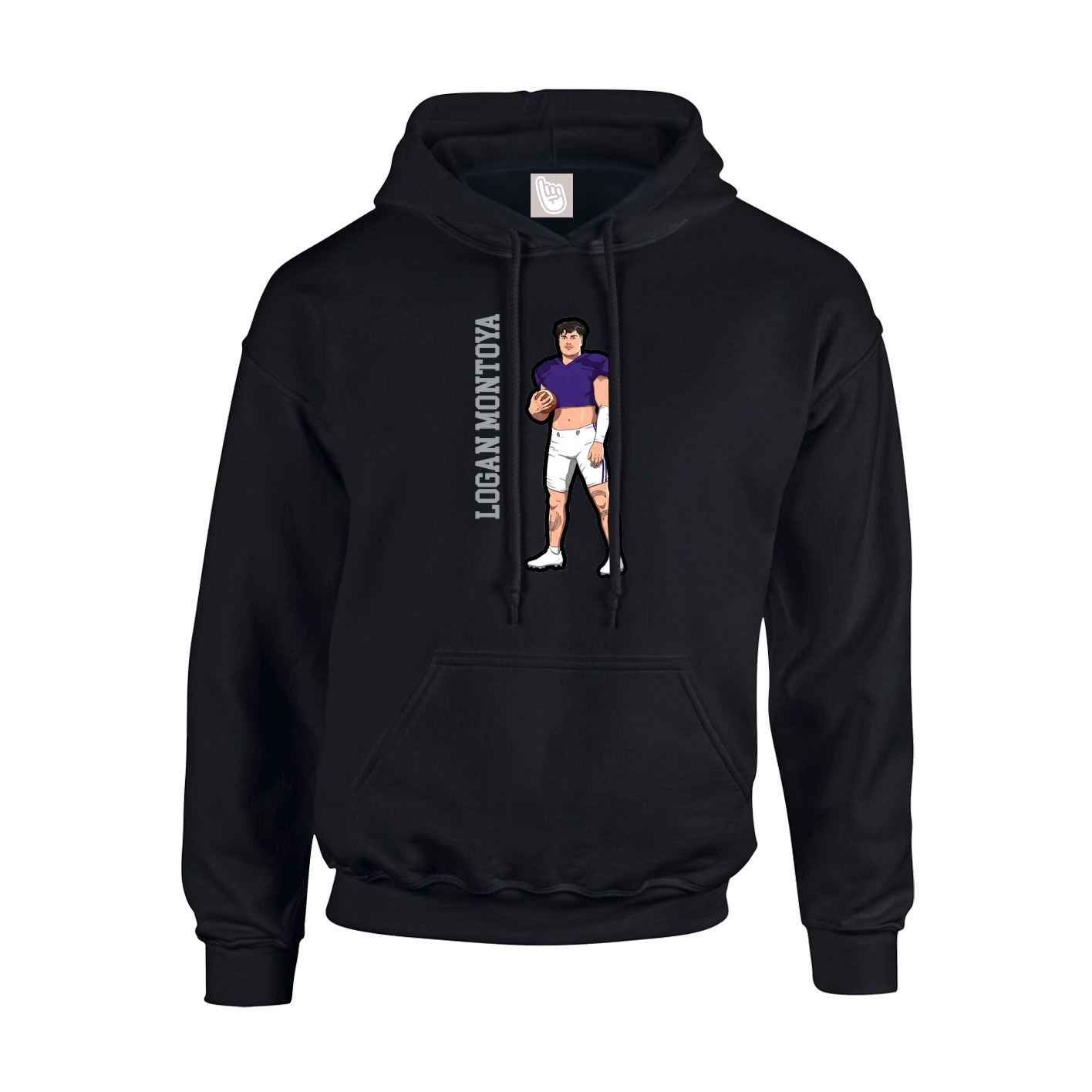 Youth Hoodie — Name Vertical in Black