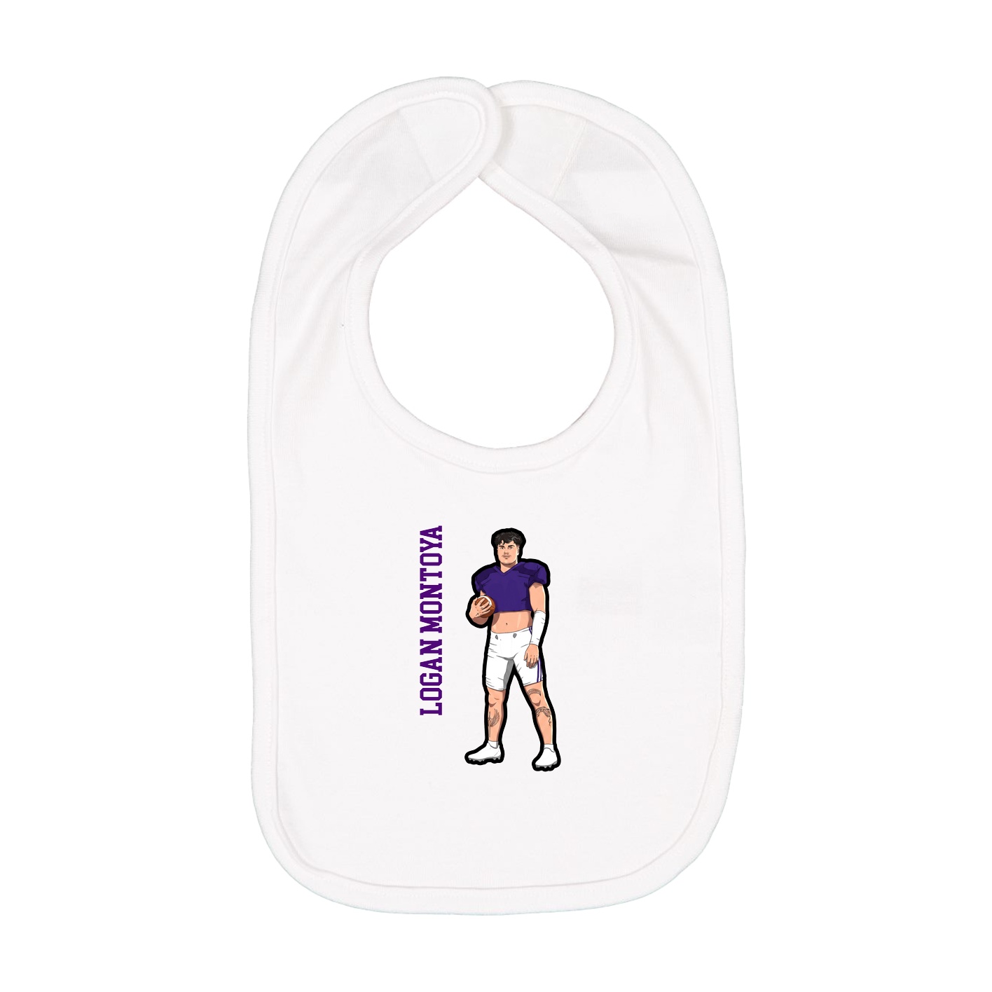Infant Bib — Name Vertical in White