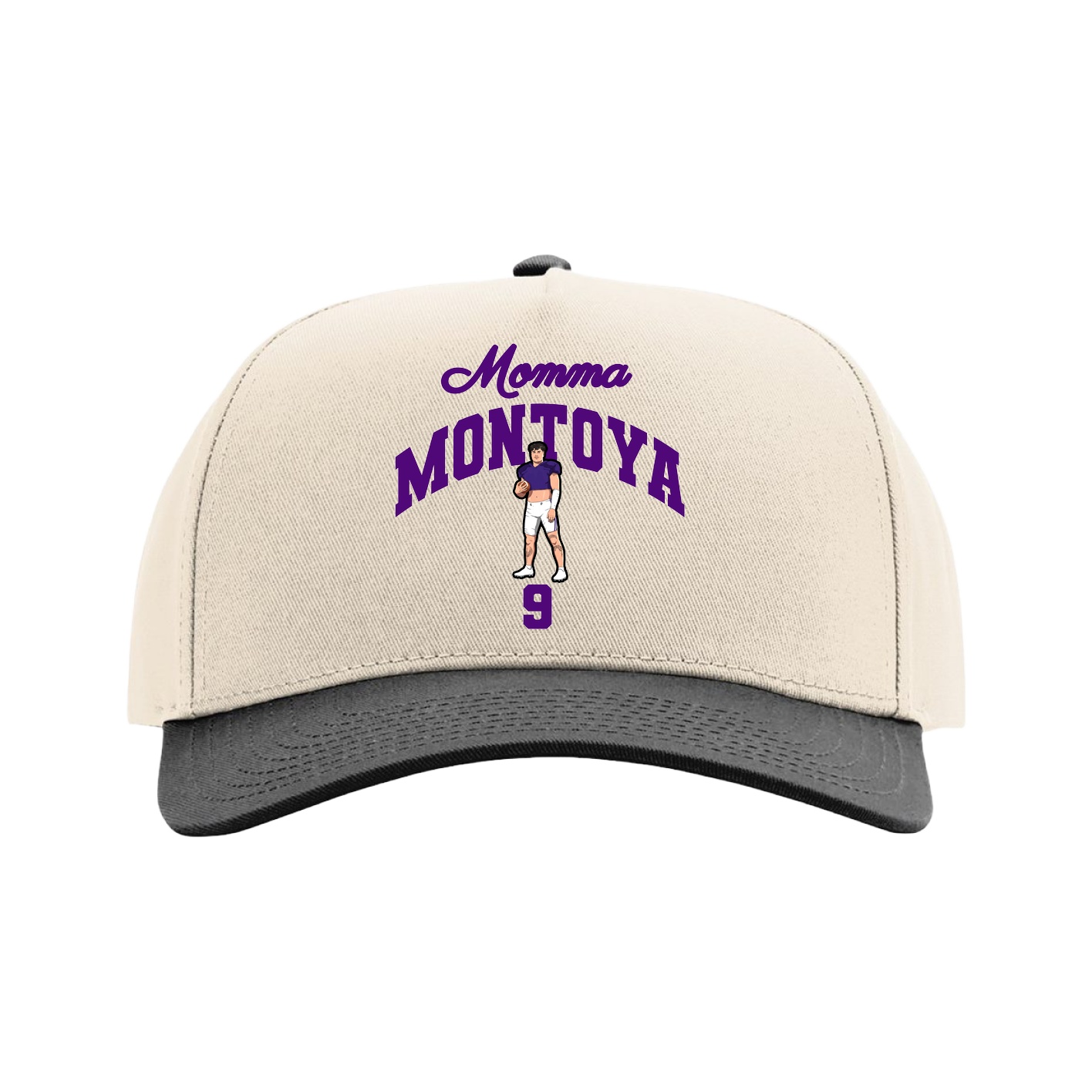 Full Fabric Five-Panel Champ Cap — Mothers Day Arch in Cream/Black