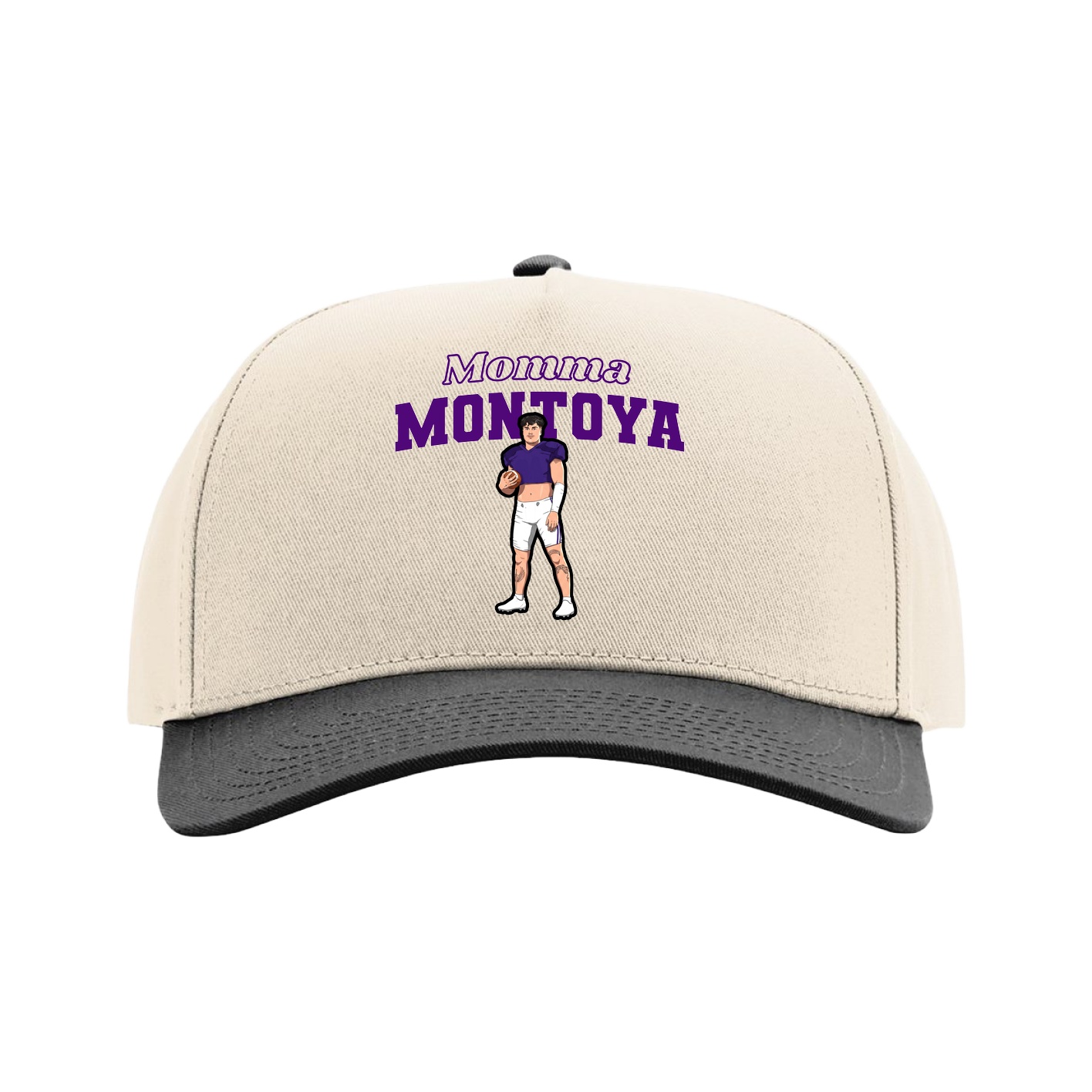 Full Fabric Five-Panel Champ Cap — Mothers Day Block in Cream/Black