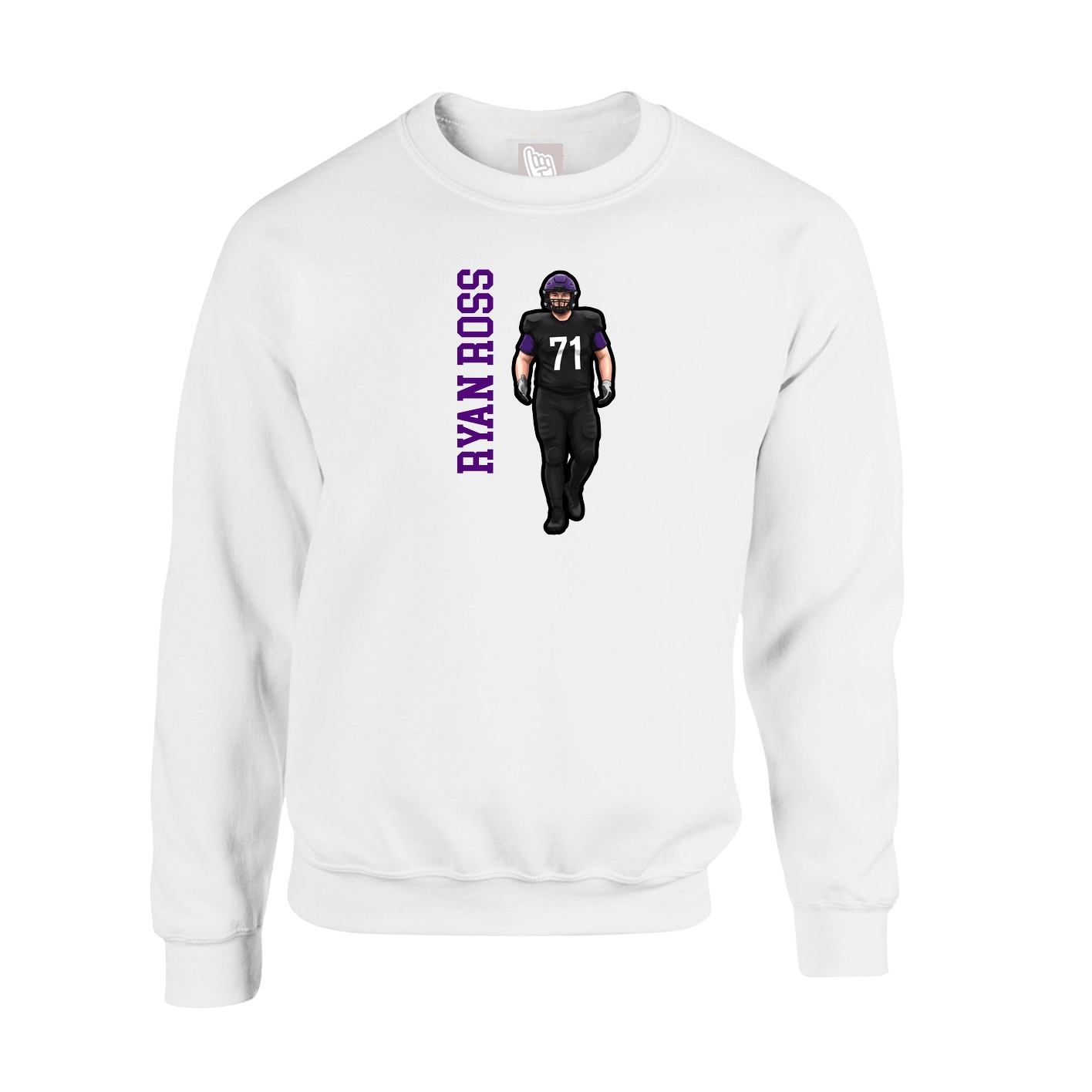 Fleece Crew — Name Vertical in White