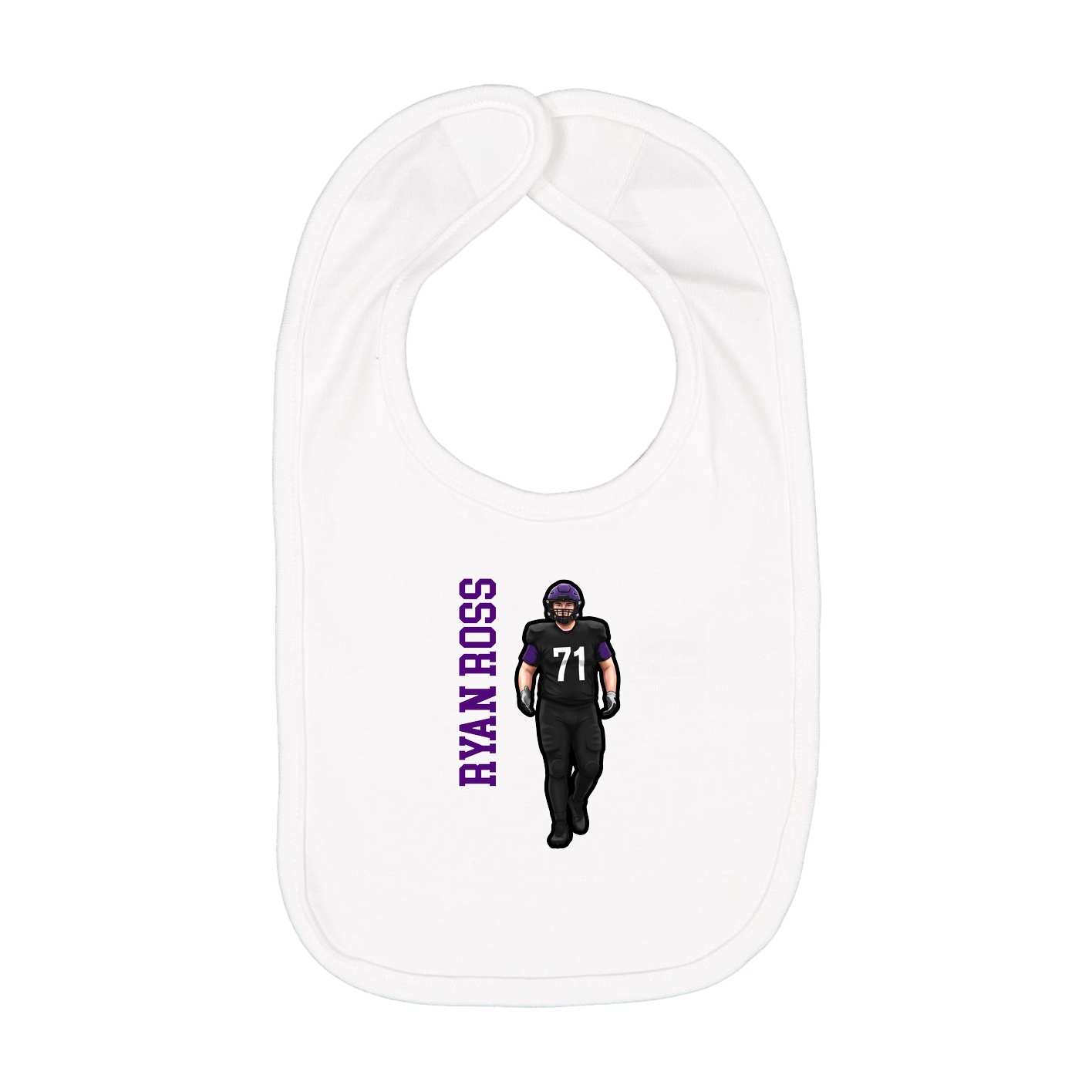 Infant Bib — Name Vertical in White