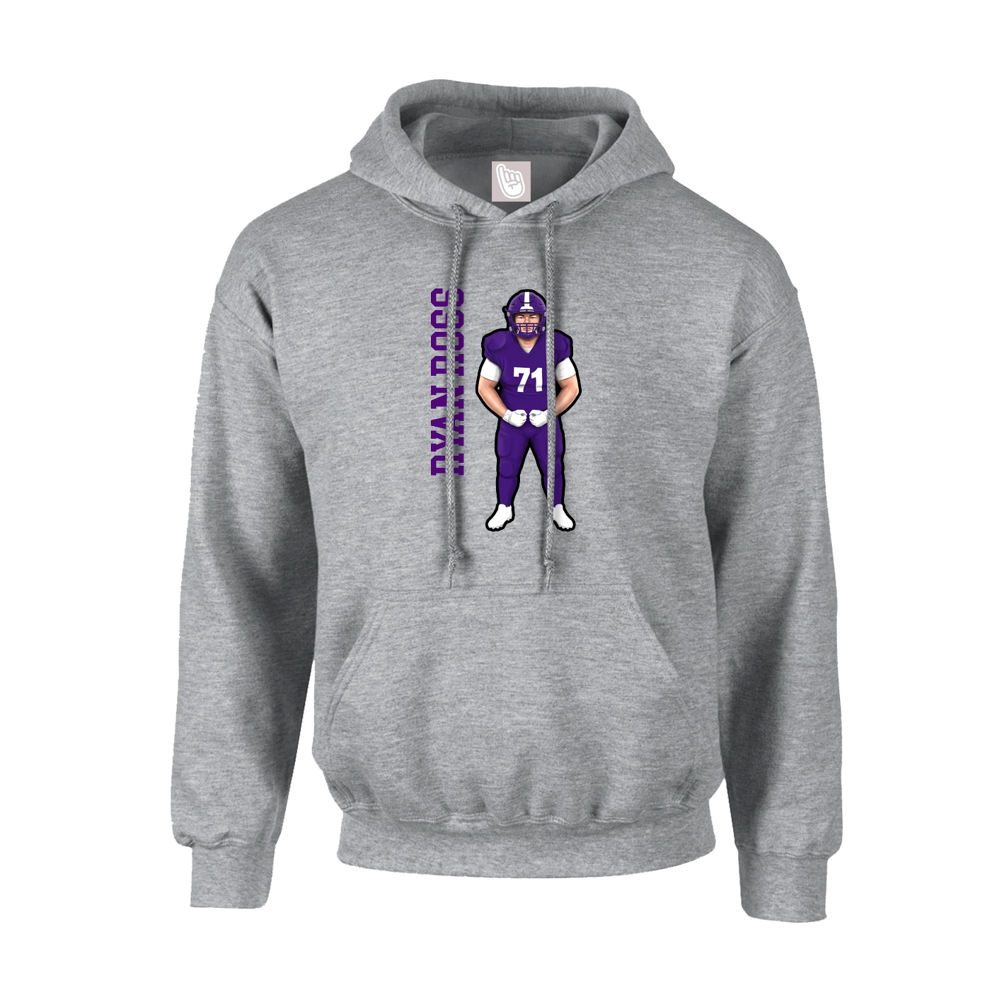 Youth Hoodie — Name Vertical in Grey