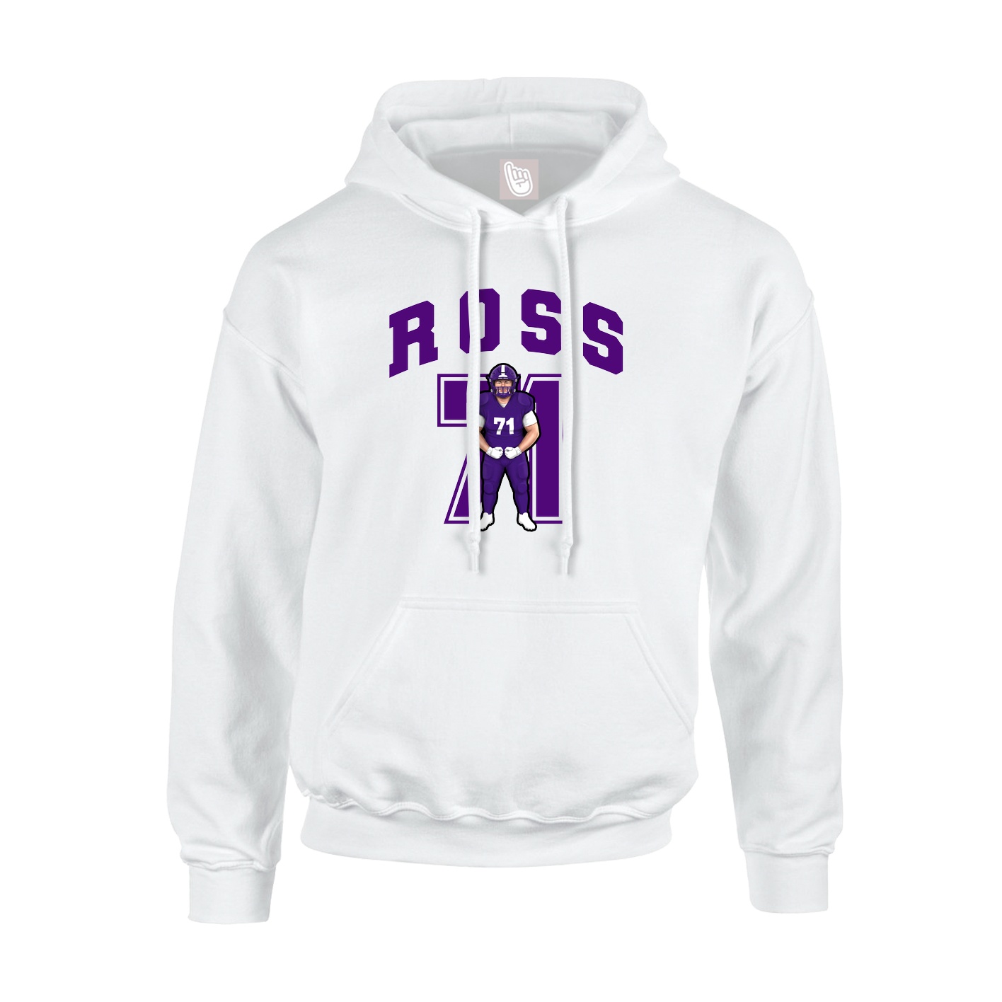 Youth Hoodie — Number in White