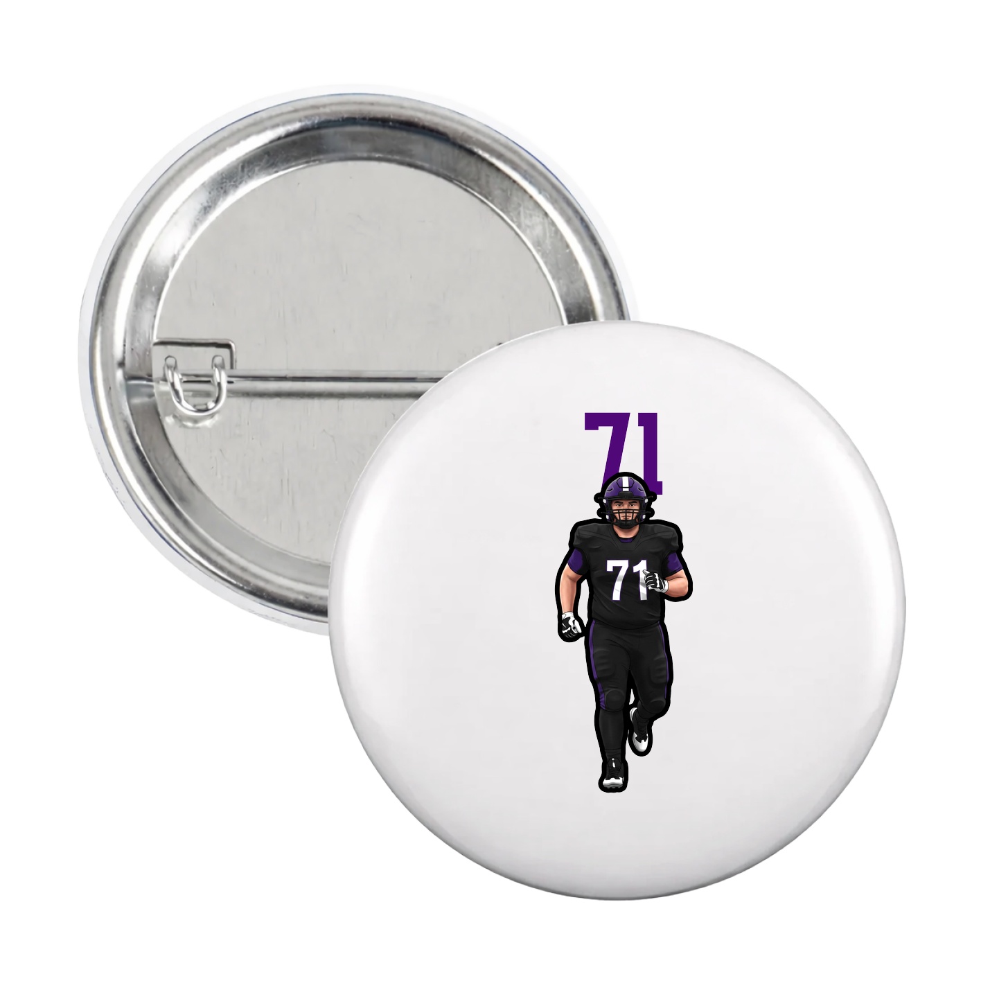 Game Day Button — Number Top in White