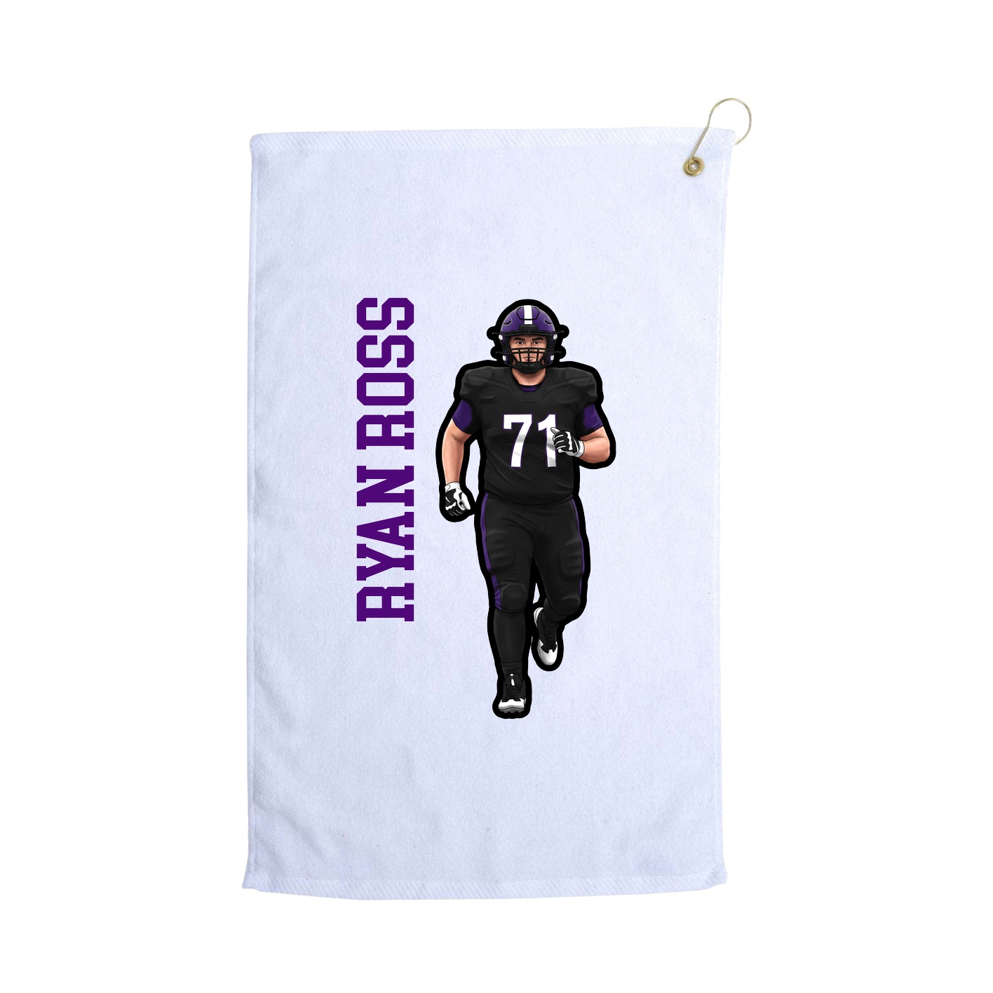 Golf Towel — Name Vertical in White
